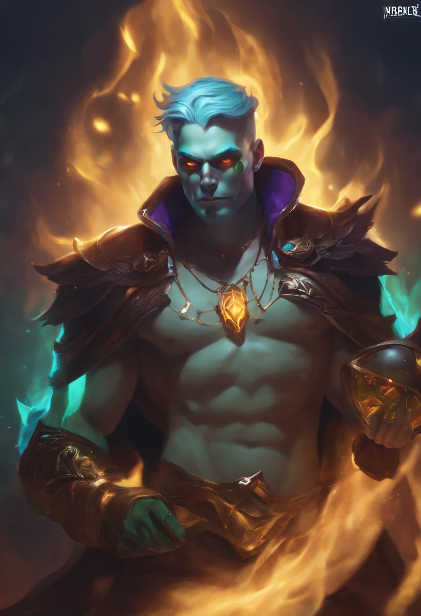 Viego's League of Legends champion with a naked torso and a skull in his hands