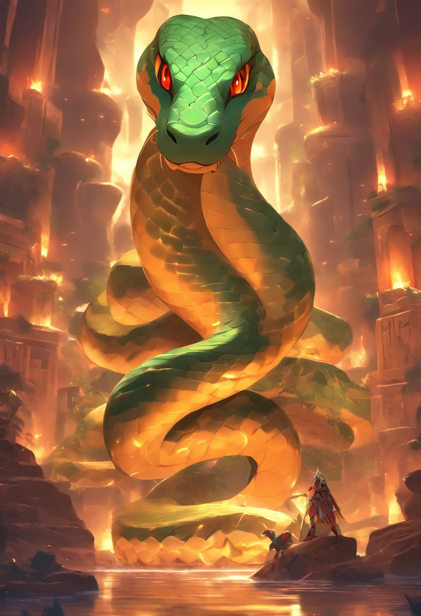 (((Giant snake))) best quality, very high resolution, 4K detailed CG, master piece, Egyptian mythology, Boat, Egyptian canoe, Ancient Egypt, underworld, Egyptian boat, night, Nile river, stream, river, desert, Ancient Egypt , ((River of the Underworld)), desert at night, aesthetics, Beautiful image, centered on the screen