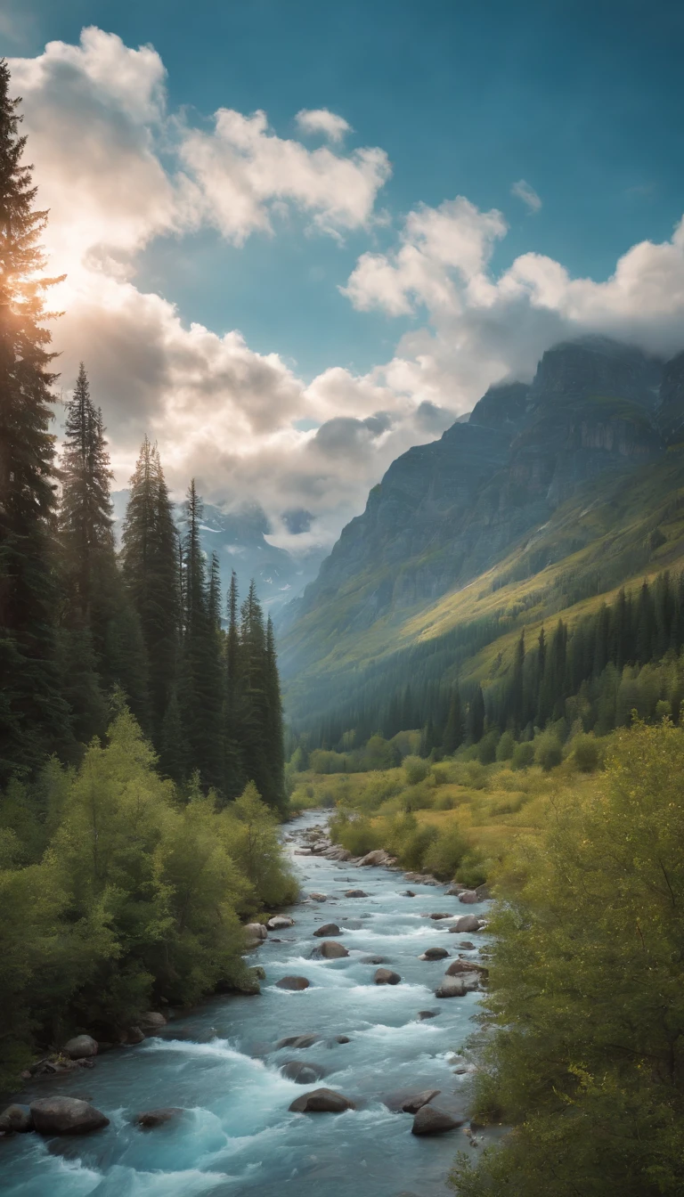 (magical pretty sky blue stream overlay scene), (sky), (clouds), soft lighting, clean background, beautiful sky scenery, masterpiece, high quality, beautiful graphics, high detail,painted by Thomas Kincaid, artstation, sharp focus, inspiring 8k wallpaper,