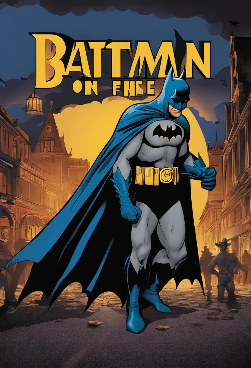 DC Comics superhero comic featuring images of a hero named Night Owl, with a dark suit in shades of black or grey, that allows you to move stealthily in the dark. The suit has tactical or functional details, wears a mask or hood that covers part of his face. He wears a dark cape on his back, A yellow multifunctional belt that can carry gadgets or tools that help you in your activity as a night watchman. He has an athletic physique, with an appearance that reflects agility and strength.
Put this character on the cover and the letters DC Comics in yellow above it. Eocomic is from the year 1954.