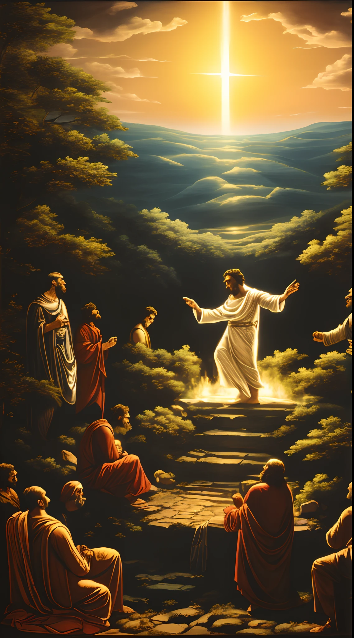 Lazarus in heaven with God and the rich man down in hell