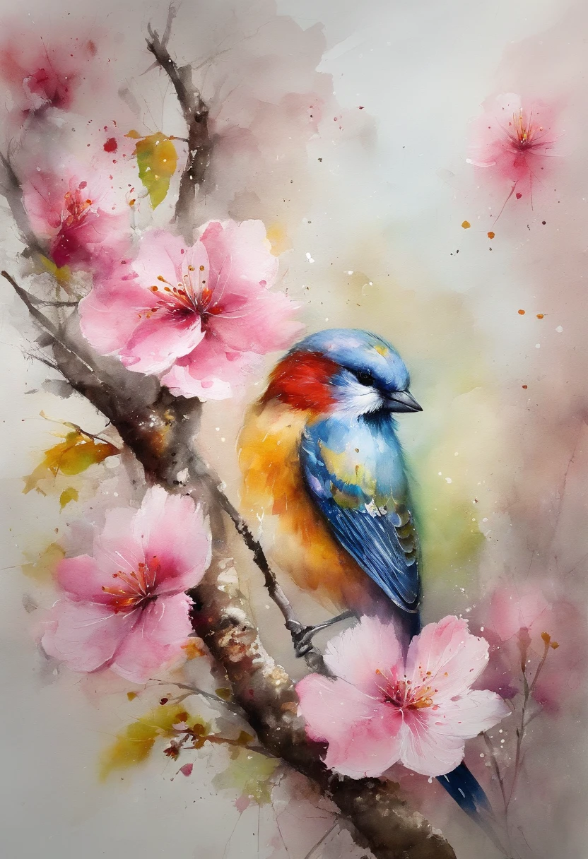 a cherry blossom painting with a splatter background and spray paint effect, by Eugeniusz Zak, watercolor art, by Károly Lotz, watercolor painting, watercolor painting style, watercolor detailed art, by Reuben Tam, watercolor digital painting, watercolor paint, masterfully detailed watercolor, watercolor art, Grzegorz Rutkowski