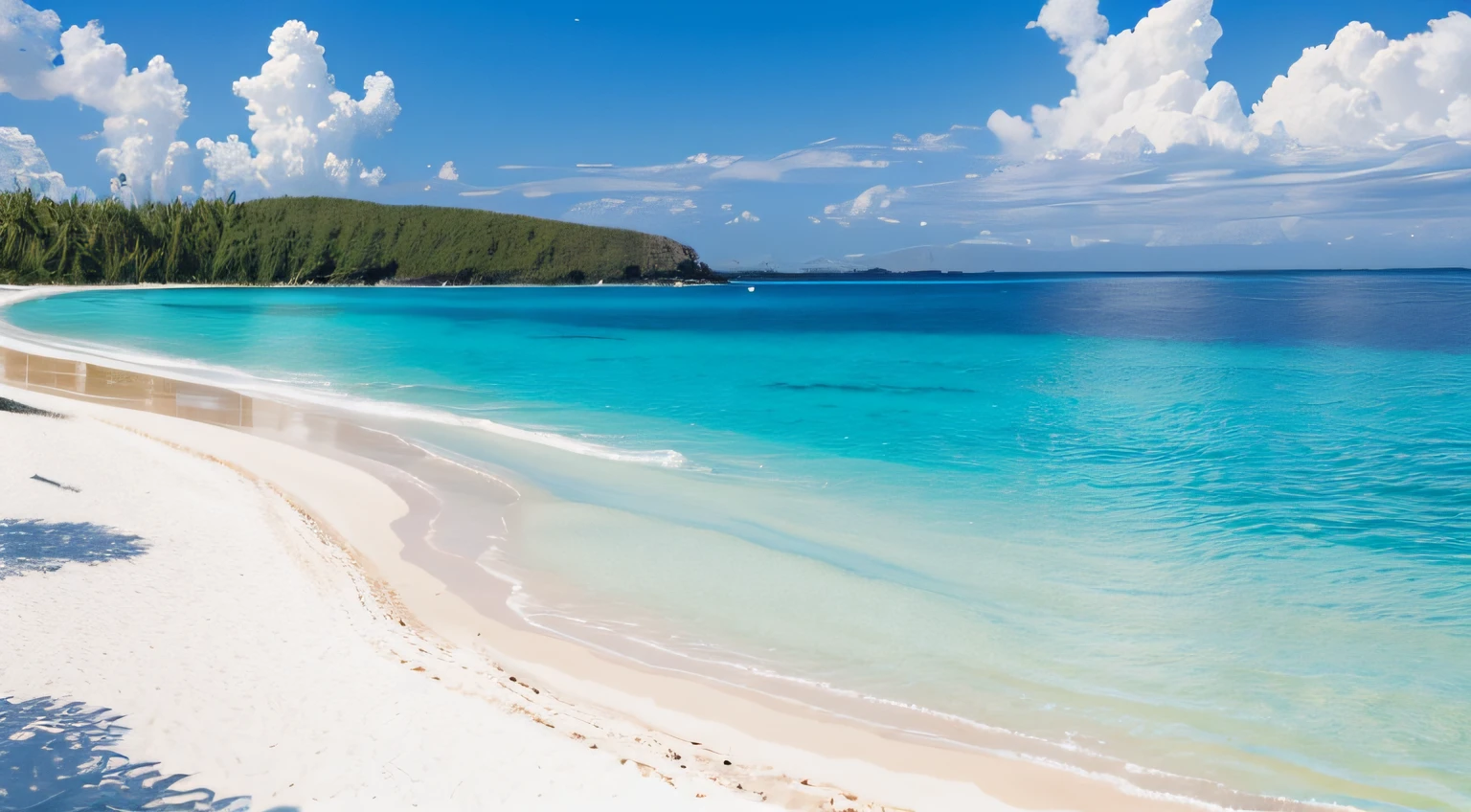 White sandy beach,blue waters