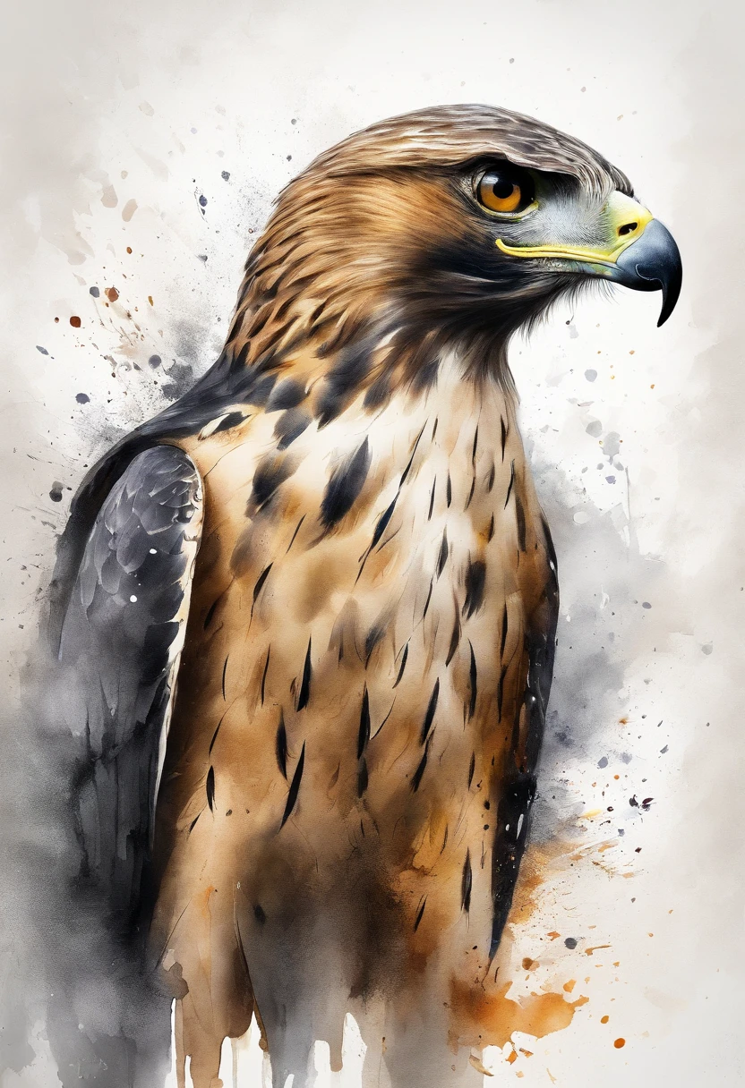 painting of a hawk with a splatter background and spray paint effect, by Eugeniusz Zak, watercolor art, by Károly Lotz, watercolor painting, watercolor painting style, watercolor detailed art, by Reuben Tam, watercolor digital painting, watercolor , masterfully detailed watercolor, watercolor art, Grzegorz Rutkowski