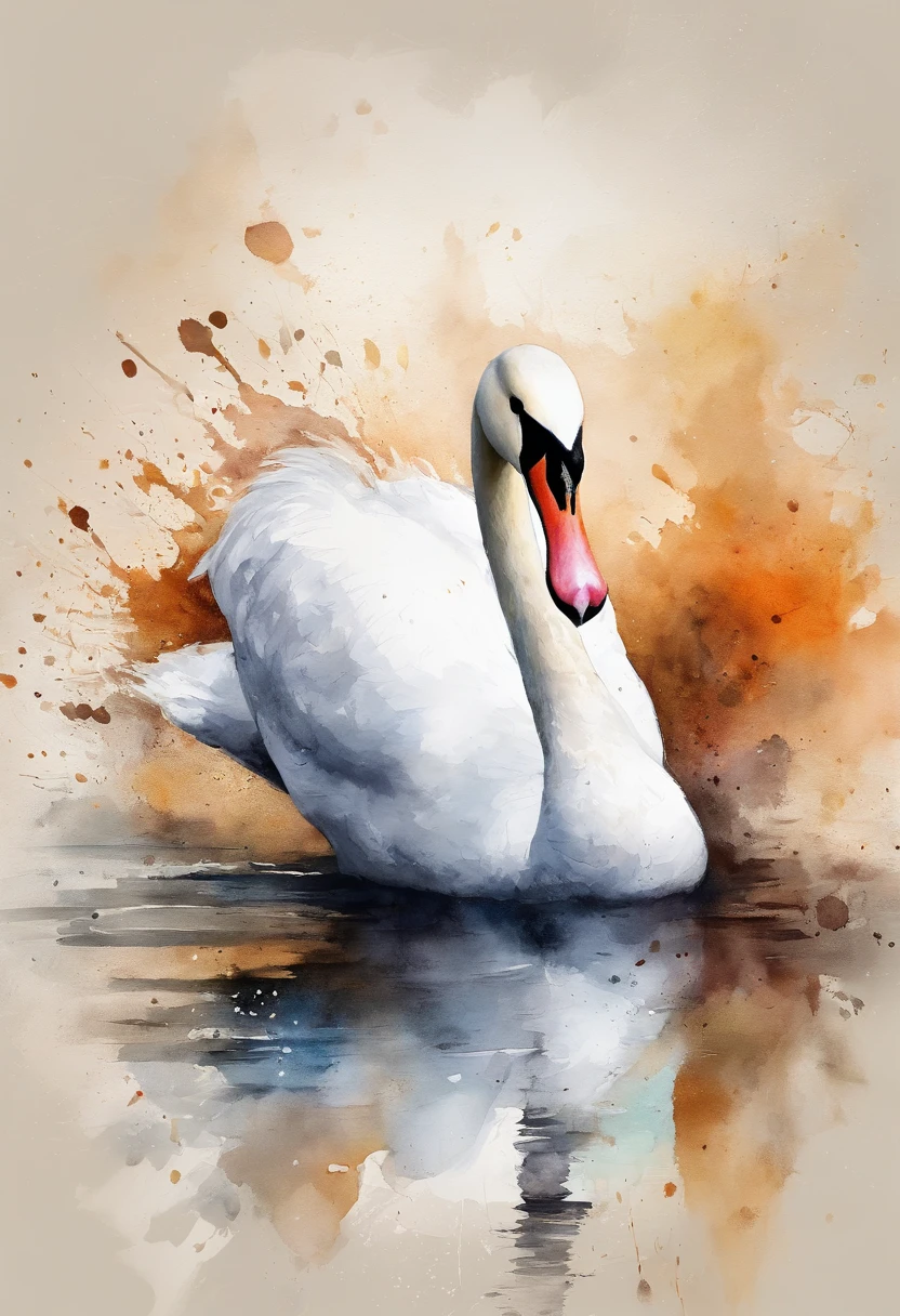 painting of a swan with a splatter background and spray paint effect, by Eugeniusz Zak, watercolor art, by Károly Lotz, watercolor painting, watercolor painting style, watercolor detailed art, by Reuben Tam, watercolor digital painting, watercolor , masterfully detailed watercolor, watercolor art, Grzegorz Rutkowski