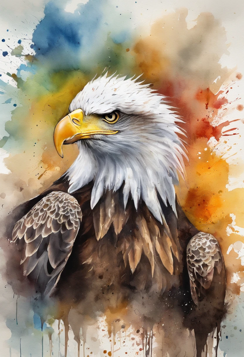painting of an eagle with a splatter background and spray paint effect, by Eugeniusz Zak, watercolor art, by Károly Lotz, watercolor painting, watercolor painting style, watercolor detailed art, by Reuben Tam, watercolor digital painting, watercolor , masterfully detailed watercolor, watercolor art, Grzegorz Rutkowski