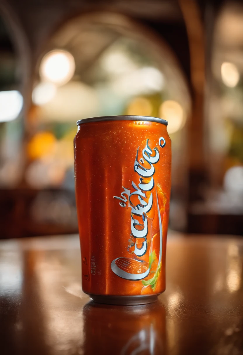 Latinha de fanta com borboleta no centro escrito caos em vermelho na latinha
