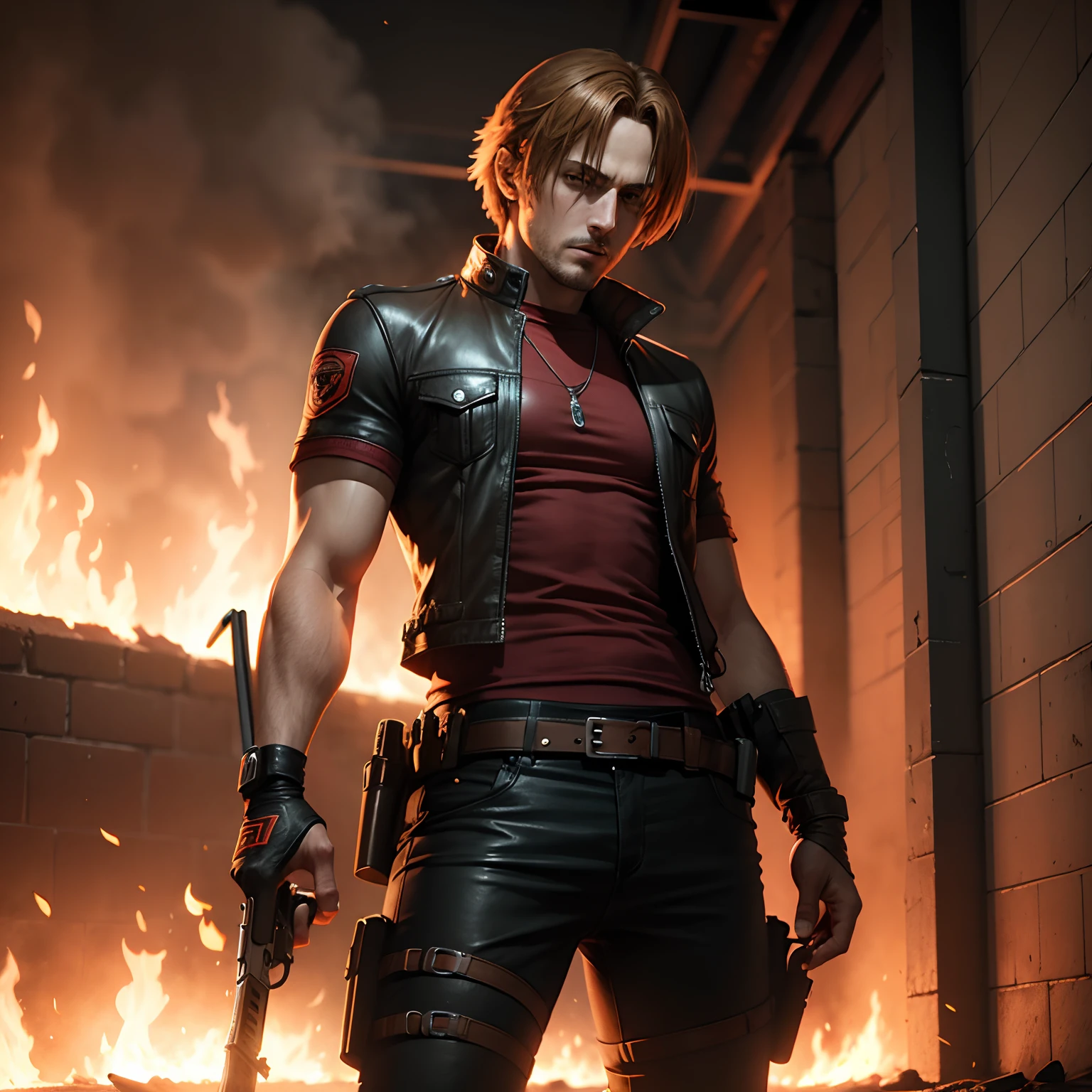 Leon kennedy on fire