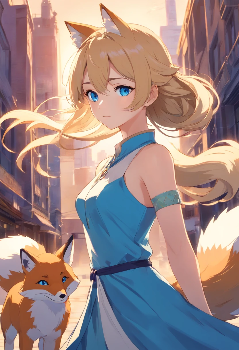 Female, Blue Eyes, Sandy Blond Hair, Fox Queen, Foxes, Dress, Regal
