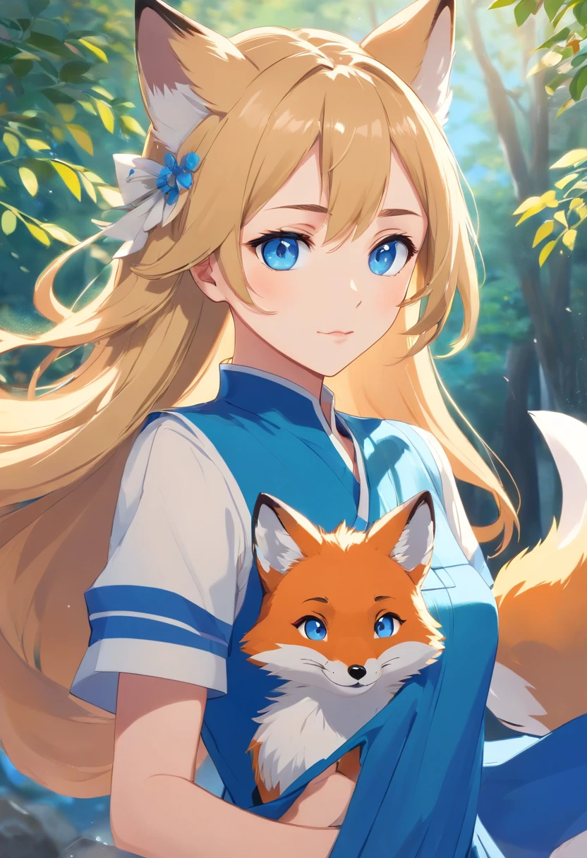 Female, Blue Eyes, Sandy Blond Hair, Fox Queen, Foxes, Dress, Regal