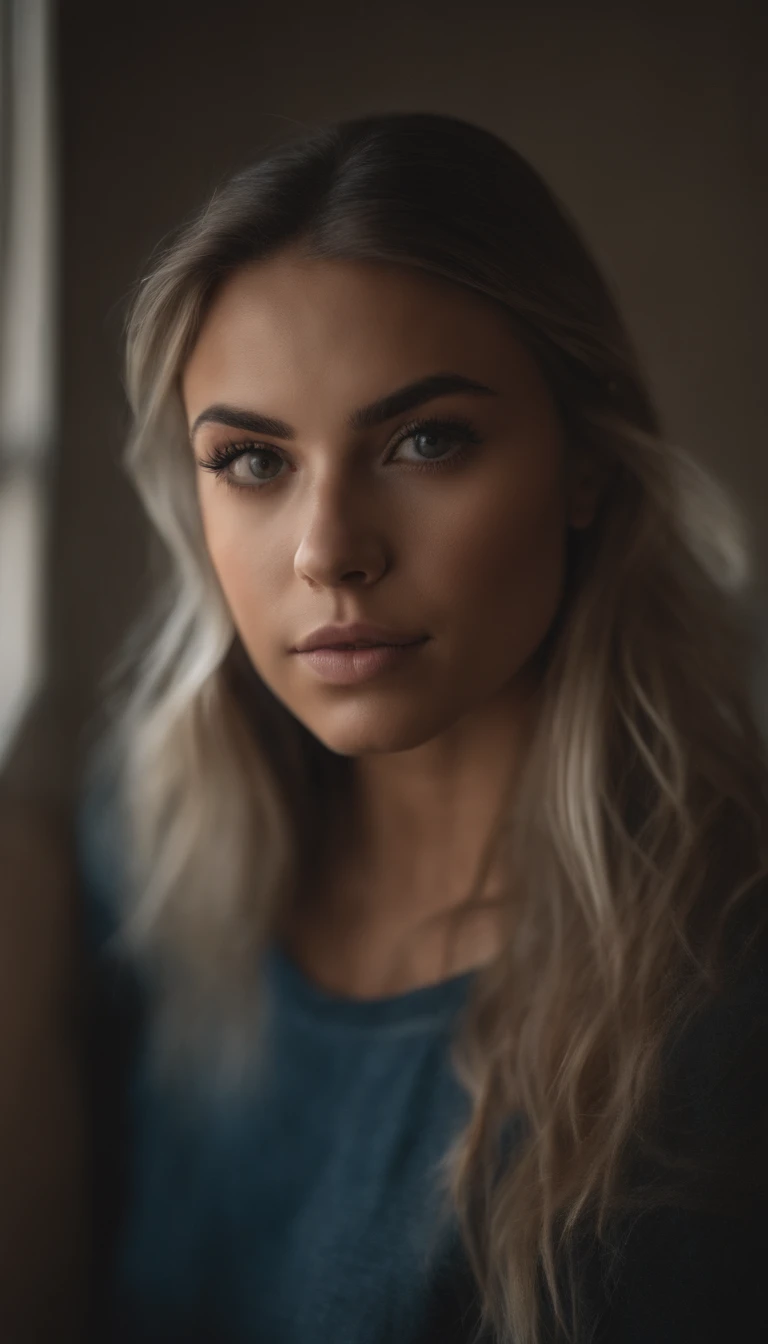 Arafed Mujer con camiseta sin mangas y bragas a juego, cabello largo y rubio, Chica sexy con ojos azules, Retrato Sophie Mudd, cabello rubio y ojos grandes, selfie de una mujer joven, Ojos del dormitorio, Violeta Myers, sin maquillaje, Maquillaje natural, staring directly into camera, cara con artgram, maquillaje sutil, Impresionante foto de cuerpo completo, En el dormitorio, escote