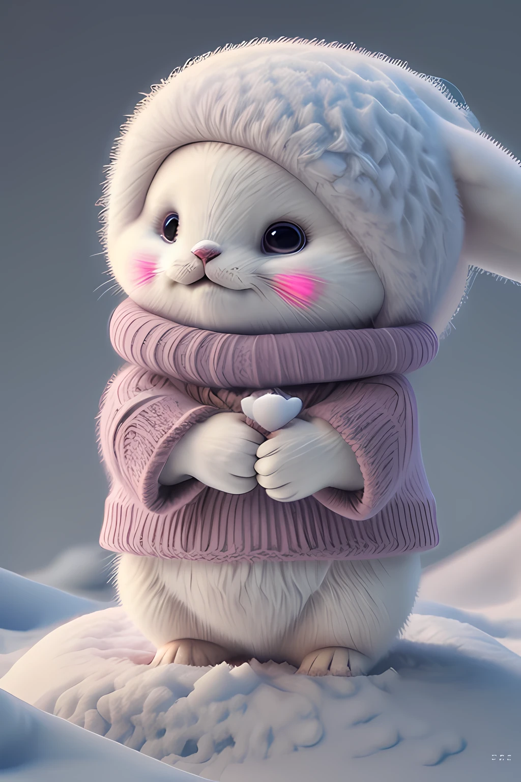 cute harp seal with fluffy fur wearing a snapback hat, lying flat down in snow, head and body covered in a pile of snow, snowing in the arctic, vivid colors, 3d render, bright lighting, vivid colors, grinning from ear to ear,