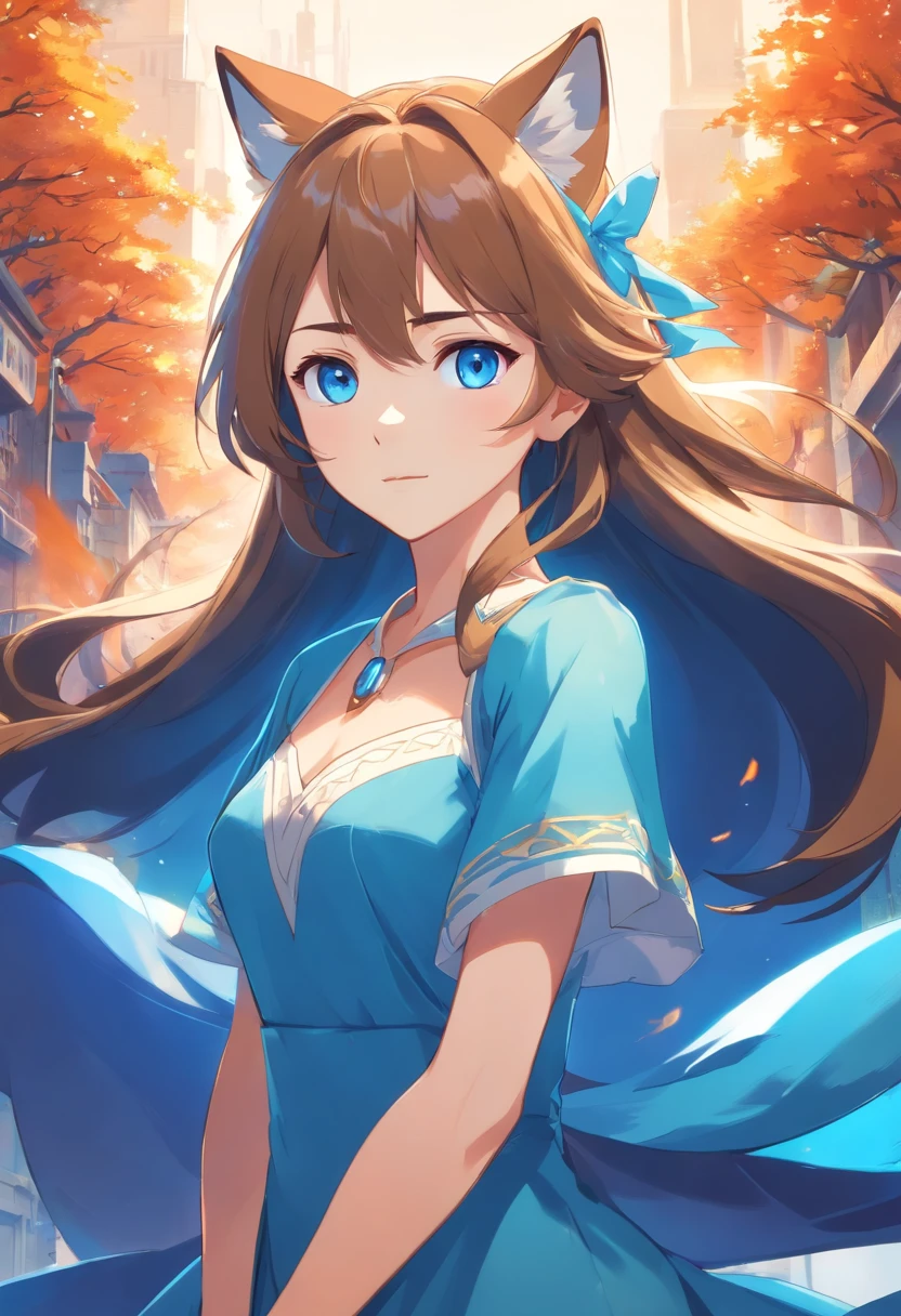 Female, Blue Eyes, Dark Blond Hair, Fox Queen, Foxes, Dress, Regal