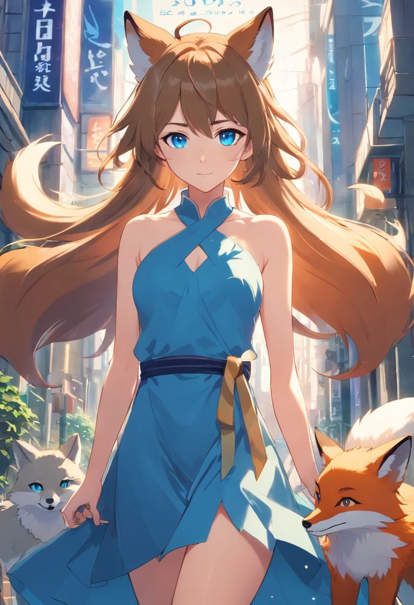 Female, Blue Eyes, Dark Blond Hair, Fox Queen, Foxes, Dress, Regal