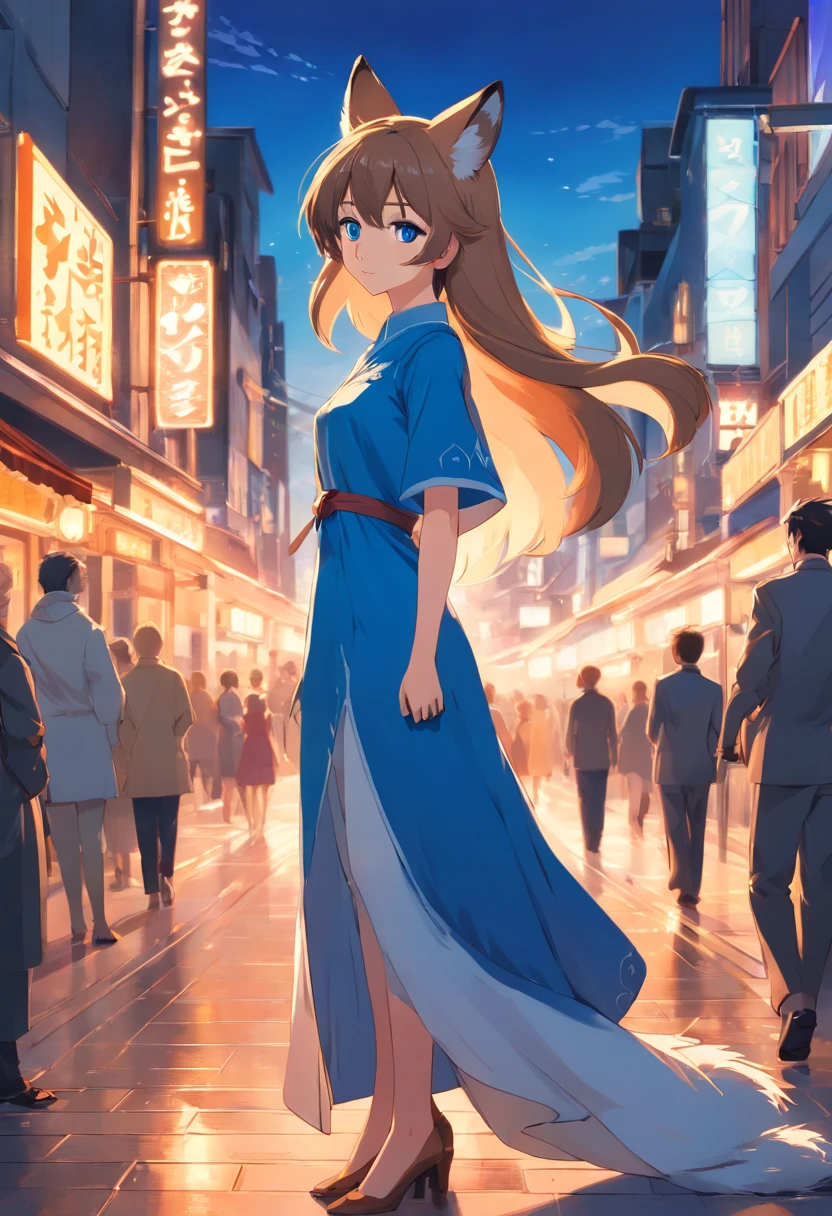 Female, Blue Eyes, Dark Blond Hair, Fox Queen, Foxes, Dress, Regal