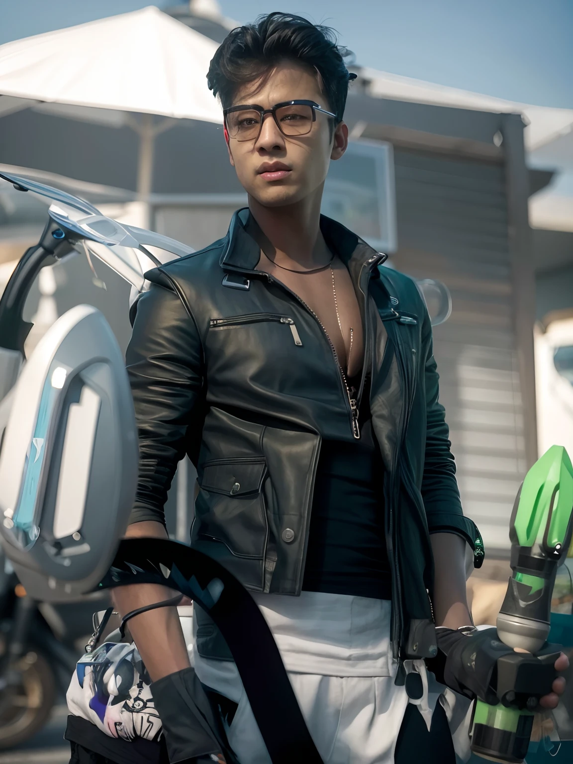change background cyberpunk handsome boy, realistic face, 8k , ultra realistic