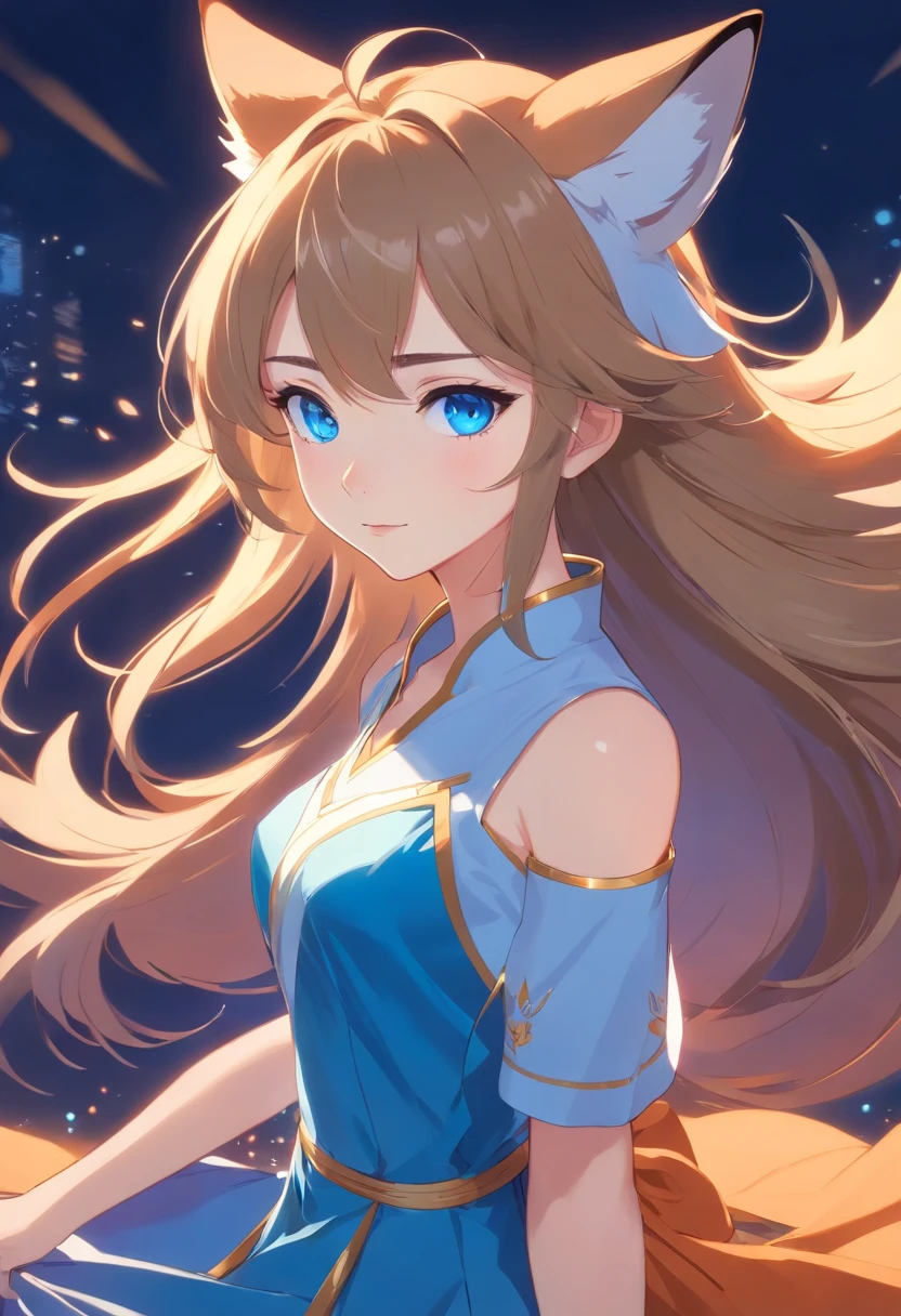 Female, Blue Eyes, Dark Blond Hair, Fox Queen, Foxes, Dress, Regal