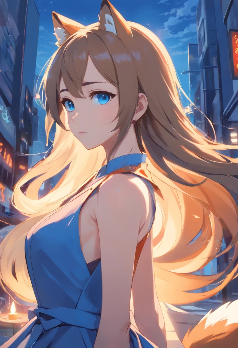 Female, Blue Eyes, Dark Blond Hair, Fox Queen, Foxes, Dress, Regal