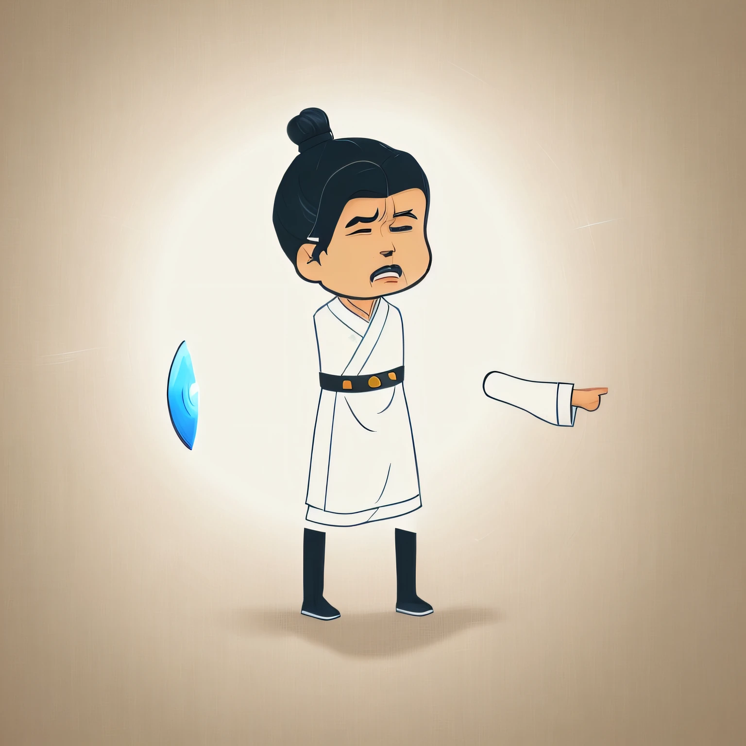 A cartoon of a man in a white robe throwing a frisbee, star wars character, funny illustration, iconic film character, movie illustration, The princess reads, movie character, inspired by Han Gan, inspired by Chen Jiru, Character illustration, inspired by Xia Gui, rotoscoping, inspired by Zhu Derun, rotoscoped, inspired by Yun Du-seo