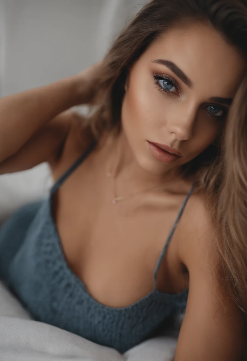 Arafed Mujer totalmente , Chica sexy con ojos azules, ultra realista, meticulosamente detallado, Retrato Sophie Mudd, cabello rubio y ojos grandes, selfie de una mujer joven, Ojos del dormitorio, Violeta Myers, sin maquillaje, Maquillaje natural, staring directly into camera, cara con artgram, maquillaje sutil, Impresionante foto de cuerpo completo arrodillado en la cama, En el dormitorio, Medium to large size bust; ; ;desnudo