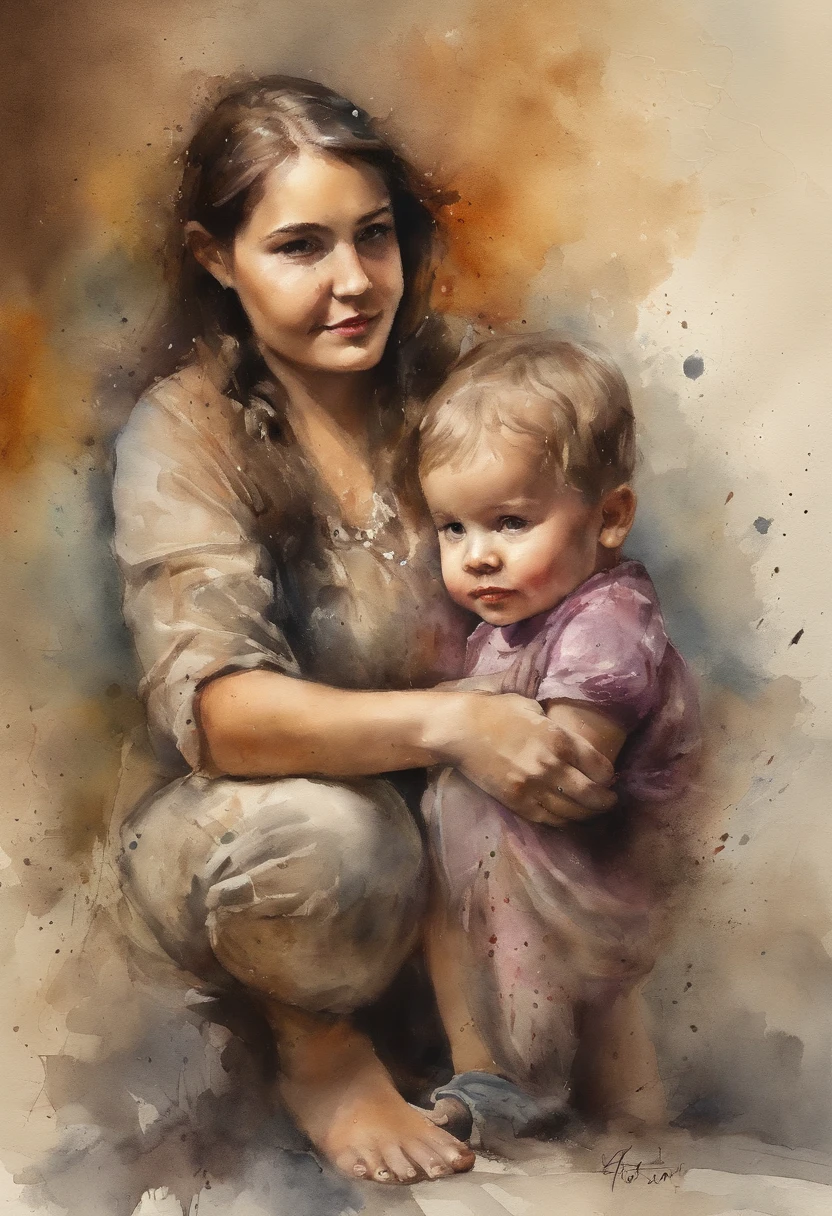 a family painting with a splatter background and spray paint effect, by Eugeniusz Zak, watercolor art, by Károly Lotz, watercolor painting, watercolor painting style, watercolor detailed art, by Reuben Tam, watercolor digital painting, watercolor , masterfully detailed watercolor, watercolor art, Grzegorz Rutkowski
