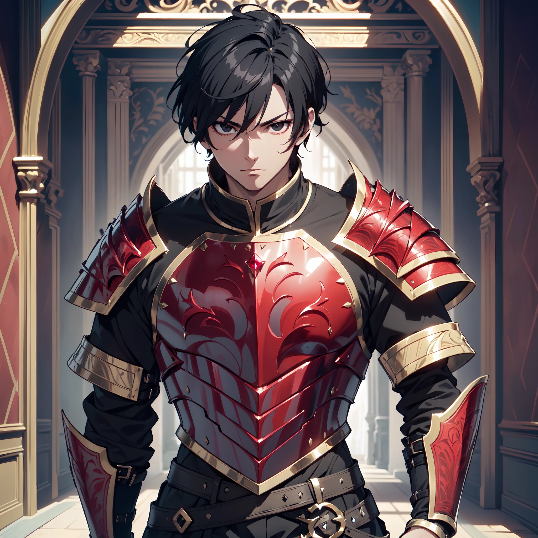 128K Ultra High Definition,
128K Ultra High Quality,
128K Ultra High Resolution,
Best Definition,
Best Quality,
Best Resolution,
Perfectly Detailed,
Perfectly Designed,
Extremely Detailed,
Extremely Designed,
Hyper Detailed,
Hyper Definition,
Hyper Quality,
Hyper Resolution,
Masterpiece,
(((Anime))),
Body Shot,
(((Boy))),
Handsome,
Muscular Body,
(((Black Short Hair))),
(((Black Eyes))),
(((Hyper Detailed & Perfectly Designed Red Ruby Armor Plates))),
(((Hyper Detailed & Perfectly Designed Engraving Jeweled Baron Armor))),
(((Inside Of Medieval Royal Palace Background Scenery))),
