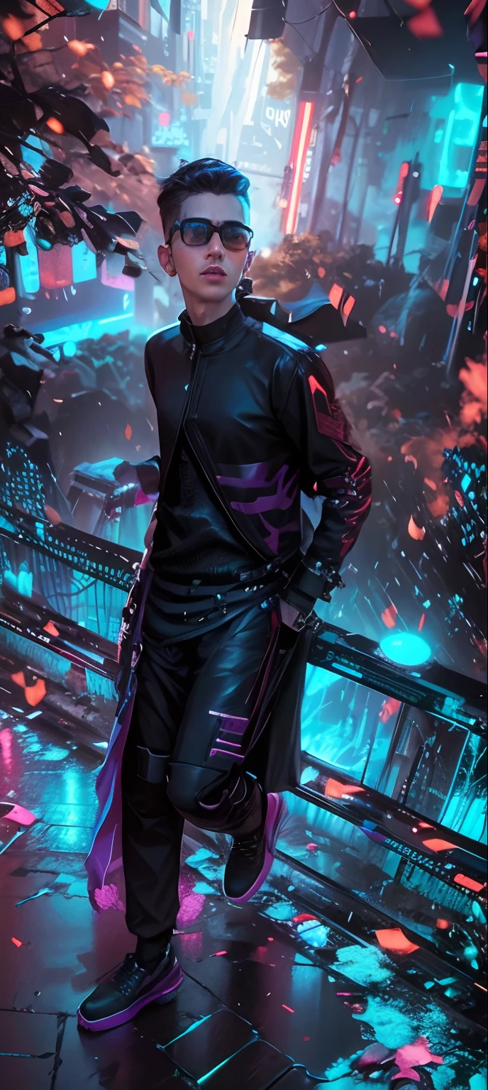 Change background cyberpunk handsome boy realistic face 8k ultra realistic