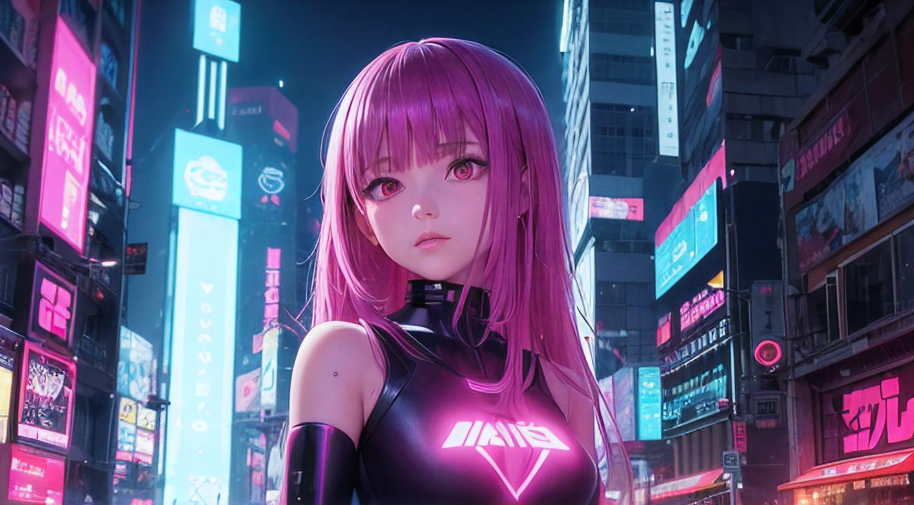 (obra prima) Menina de anime, Cyberpunk, neon light, futurista, 2077