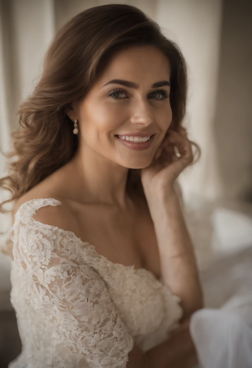 (fotorrealista: 1.4), (mejor calidad: 1.0), (Ultra Highres: 1.0), 8k, foto RAW, (obra-prima: 0.2), 1girl, piel hermosa, Piel detallada, Sonriente, sentada, Parte superior del cuerpo, (office lady :1.5, oficina:1.5)