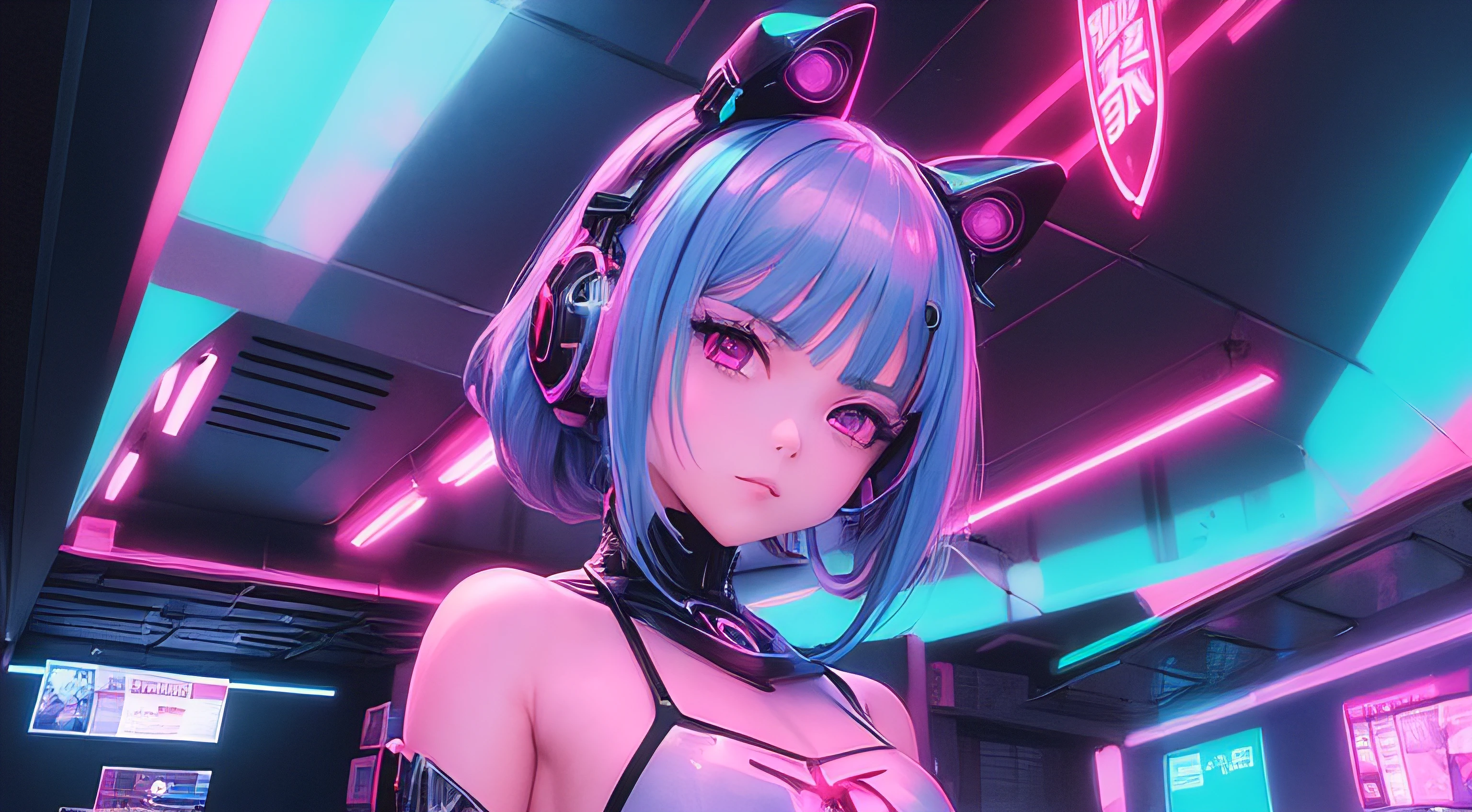 (obra prima) de anime, Cyberpunk, Neon light, futurista, 2077