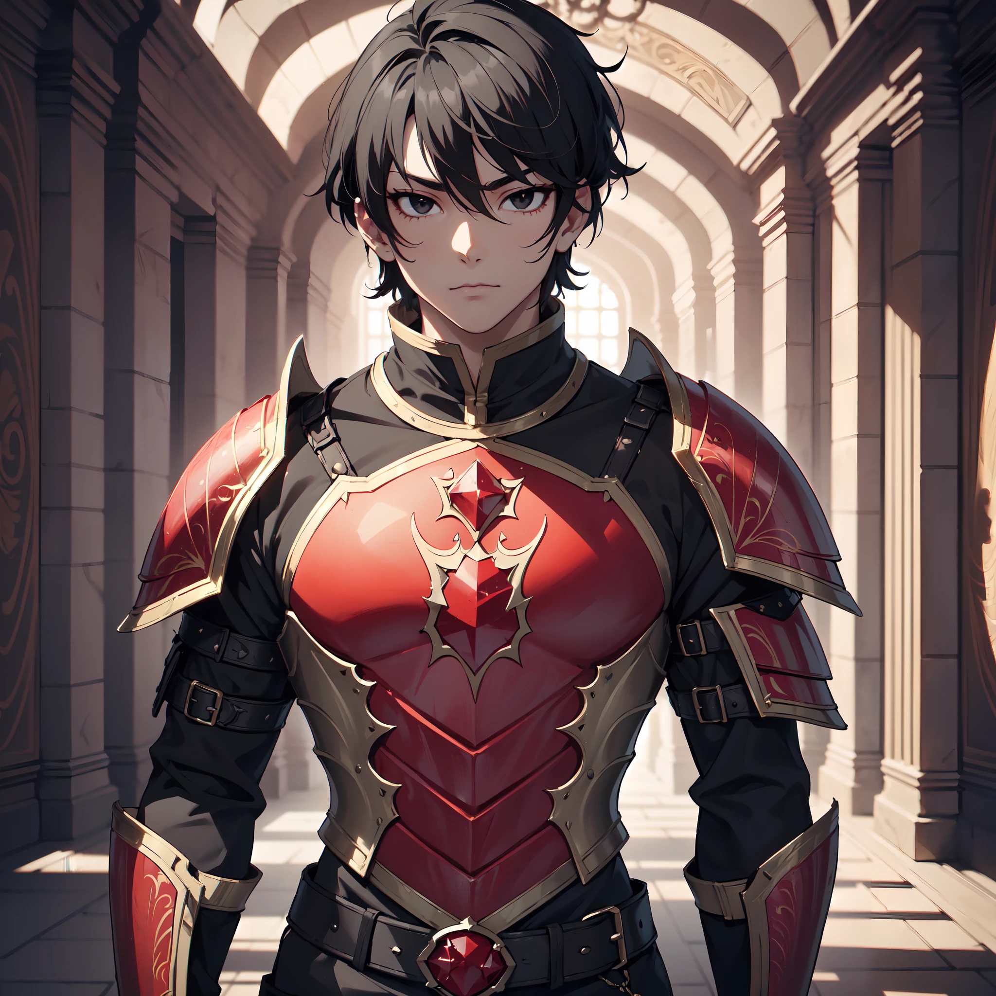 128K Ultra High Definition,
128K Ultra High Quality,
128K Ultra High Resolution,
Best Definition,
Best Quality,
Best Resolution,
Perfectly Detailed,
Perfectly Designed,
Extremely Detailed,
Extremely Designed,
Hyper Detailed,
Hyper Definition,
Hyper Quality,
Hyper Resolution,
Masterpiece,
(((Anime))),
Body Shot,
(((Boy))),
Handsome,
Muscular Body,
(((Black Short Hair))),
(((Black Eyes))),
(((Hyper Detailed & Perfectly Designed Red Ruby Armor Plates))),
(((Hyper Detailed & Perfectly Designed Engraving Jeweled Baron Armor))),
(((Inside Of Medieval Royal Palace Background Scenery))),