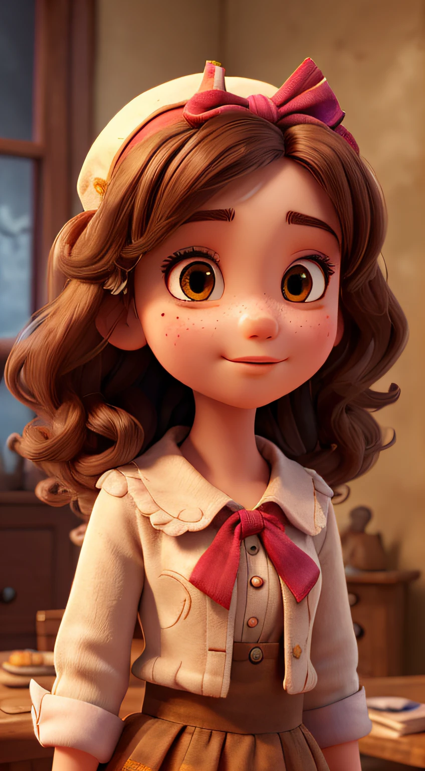 1girl, masterpiece, best quality, 8k, detailed skin texture, detailed cloth texture, beautiful detailed face, intricate details, ultra detailed, Alice in Wonderland, (a bow on her head:1.1), upper body