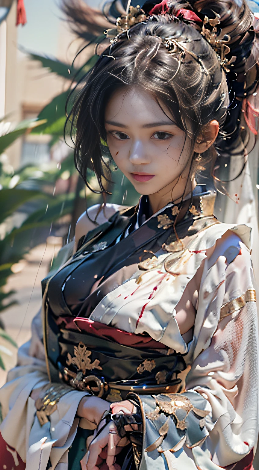 Loose dark color、Black attire、Show shoulders、How to wear a broken see-through kimono、Decorated with intricate patterns and bright colors、Transparent material、Artistic depiction of seductive woman in kimono with wet thin cloth and transparent skin, Floral and fantastic pattern with flowing silky traditional see-through skin。Her dress draped elegantly around her curvaceous figure、Emphasizes her charming silhouette。She is sitting on a chair in a sexy pose at night when gentle fireworks go up、bathed in the soft glow of moonlight。The scene is、With a hint of mystery and sensuality、It exudes an ethereal dreamy atmosphere。The image style is、Incorporates a blend of watercolor and digital illustration techniques.、It makes you feel delicate beauty and charm。Soft moonlit lighting、Cast gentle highlights and shadows on her mesmerizing features。Get down on both knees、dance、dance、dance、dance、The hand is somewhere、see -through、show through、A sexy、Wet hair、Wet、cherry trees、flower petals、cherryblossom、The cherry tree、Sakura blizzard、buried、Transparent skin、Wet clothes、A lot of big phalaenopsis in hair、Lots of floral ornaments、Lots of flowers in the background