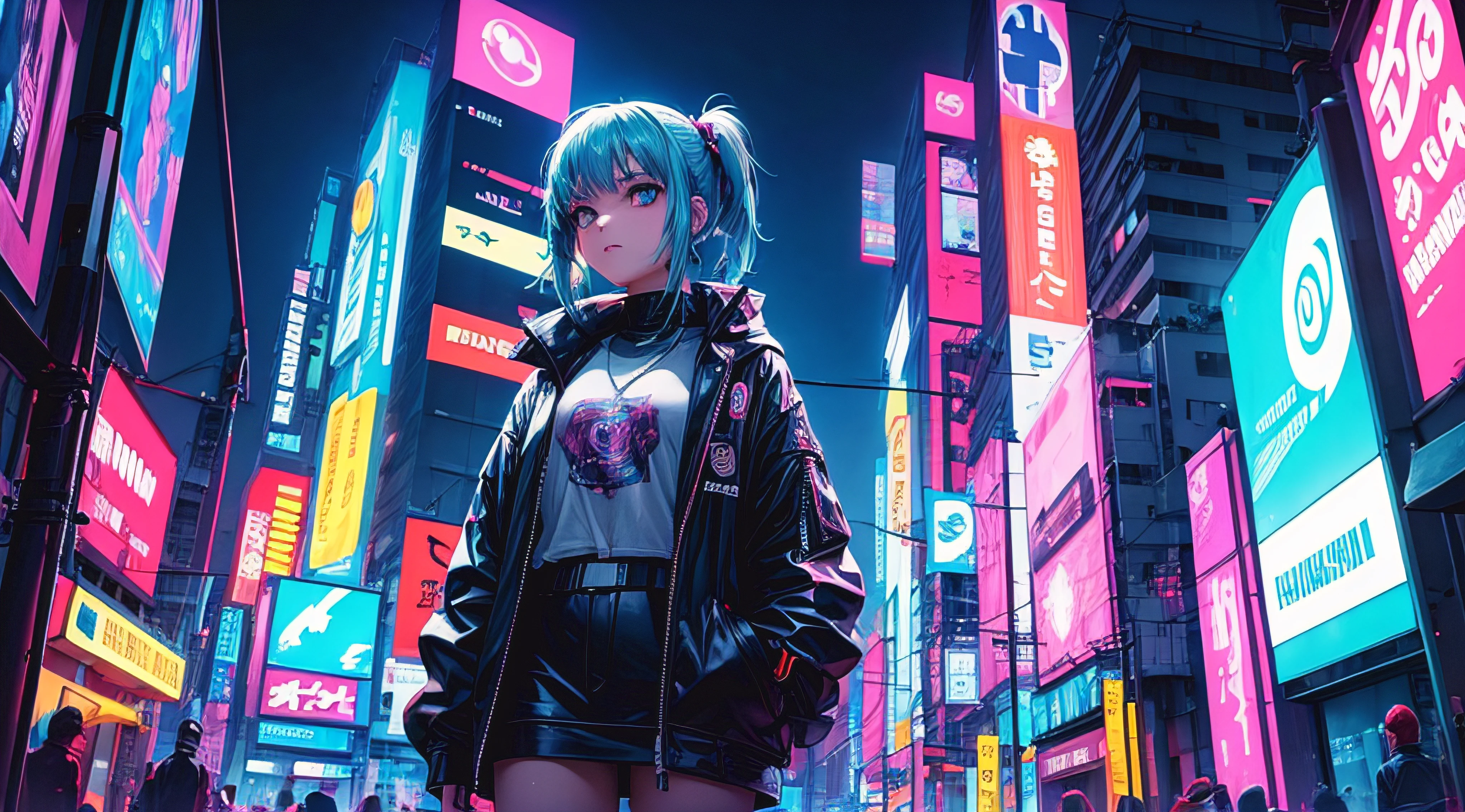 (obra prima)  de anime, Cyberpunk, Neon light, futurista, 2077