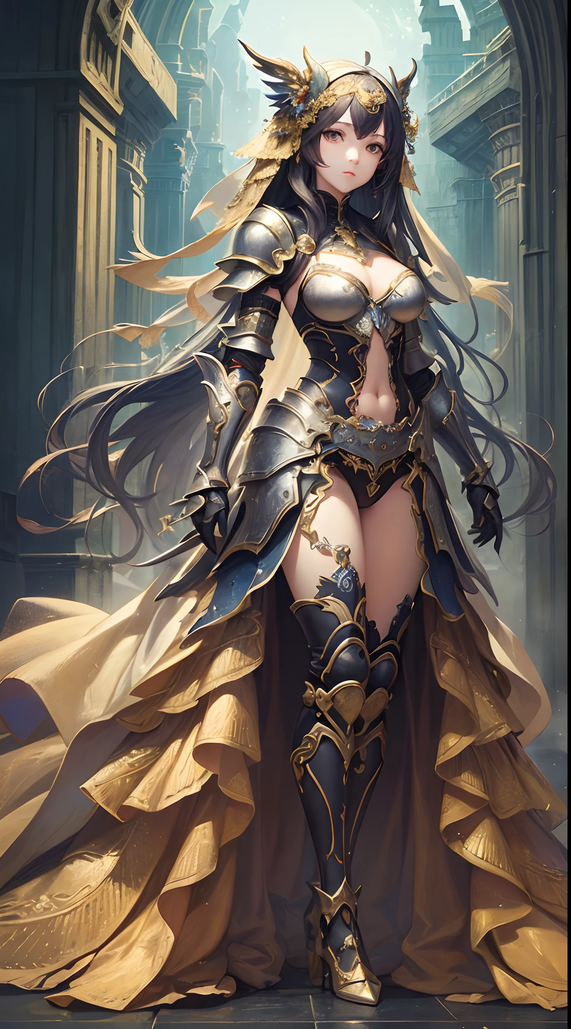 (masterpiece、top-quality、top-quality、Official art、Beautifully Aesthetic:1.2)、(1girl in:1.3)、ighly detailed、(Fractal Art:1.3)、colourfull、highestdetailed、(full body armor:1.2)