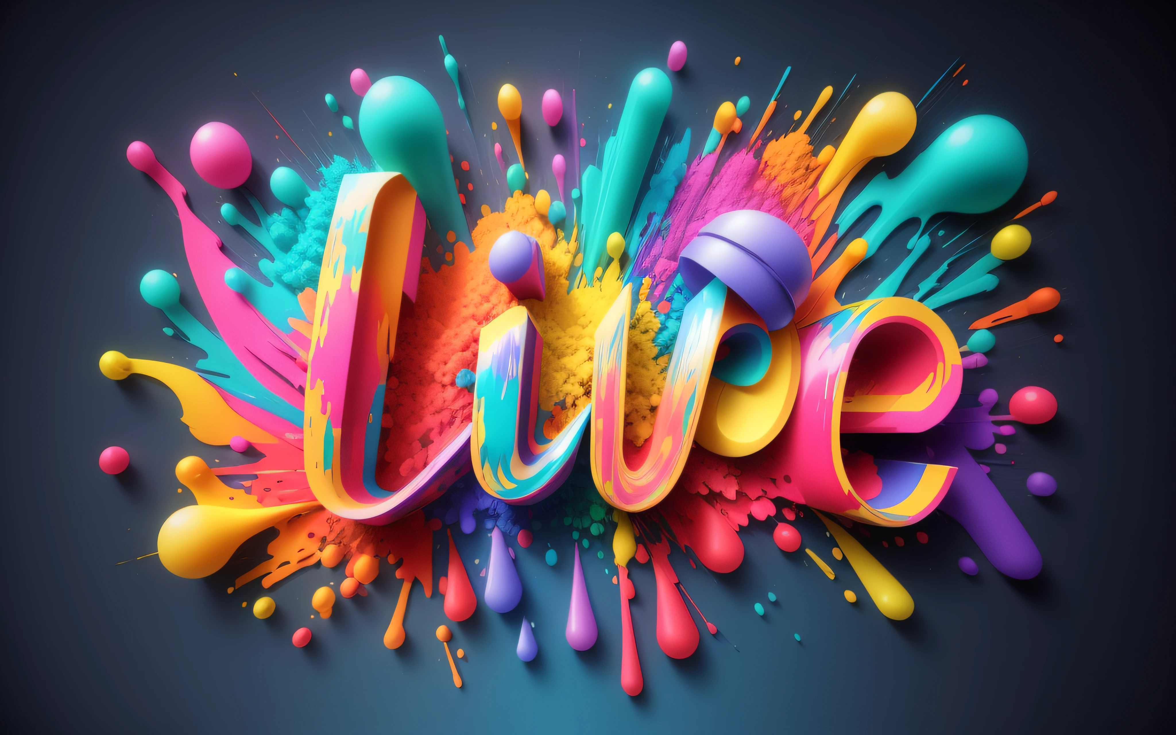 Um texto 3D colorido com um efeito de tinta spray e um megafone, cores vivas, cores vivas, arte colorida, cinema 4d render colorido, cores expressivas vibrantes, pintura de tintas neon vibrantes, letras fluidas, arte do Adobe Illustrator, respingos de cores, pintura digital colorida, arte digital colorida, arte digital colorida, vivid and vibrant colors, arte vetorial multicolorida