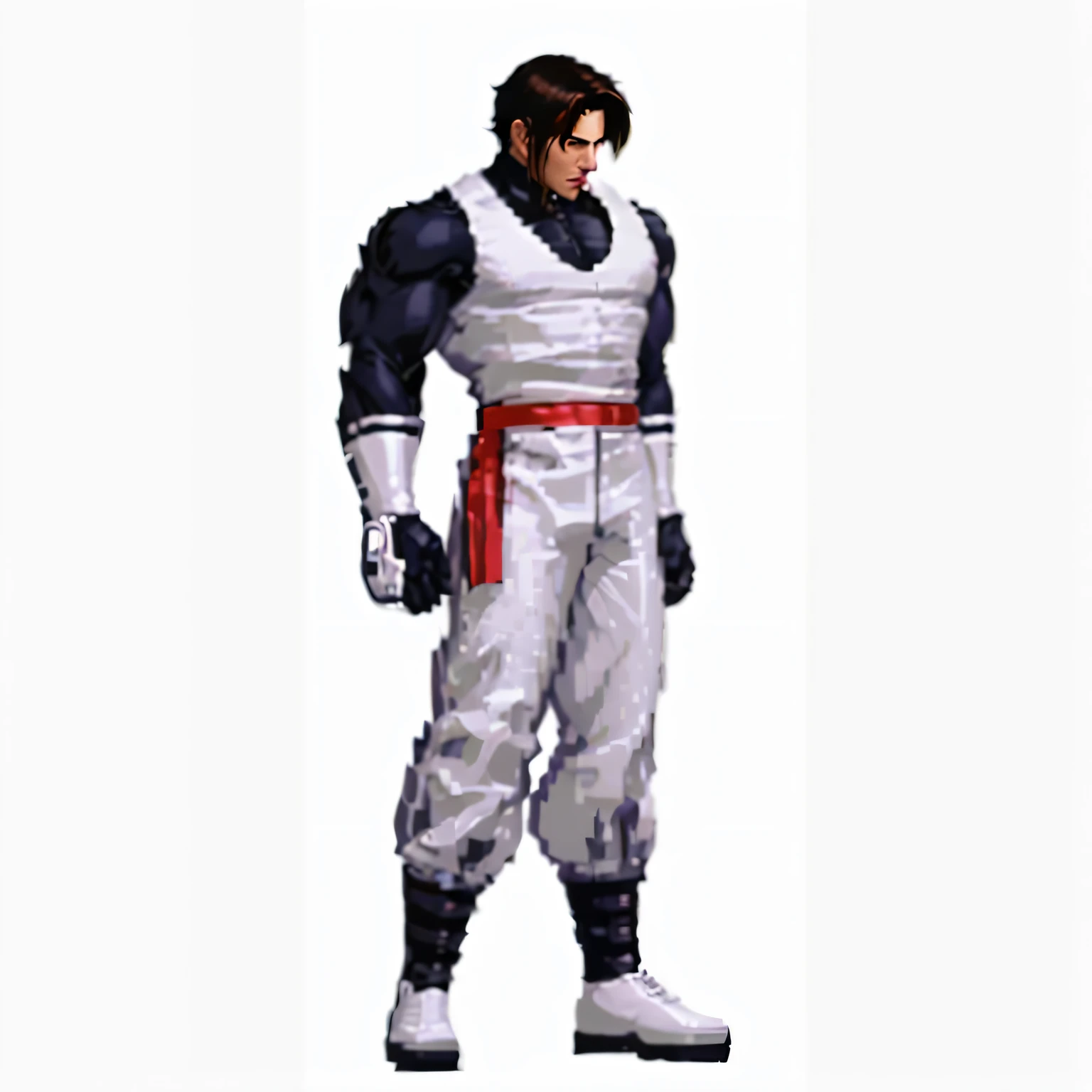the king of fighters, lutadoro masculino, alta qualidade e obra prima. faixa vermelha na cintura