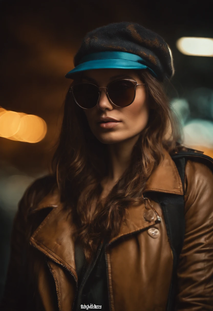 (dark shot:1.1), epic realistic, portrait of halo, female; athletic build, sunglasses, blue eyes, tartan scarf, (brown leather bomber jacket:1.2), (tight fitting, black, see thru tank-top:1.1) auburn hair by atey ghailan, by greg rutkowski, by greg tocchini, by james gilleard, by joe fenton, gradient yellow, black, brown and magenta color scheme, grunge aesthetic!!! graffiti tag wall background, art by greg rutkowski and artgerm, soft cinematic light, adobe lightroom, photolab, hdr, intricate, highly detailed, (depth of field:1.4), faded, (neutral colors:1.2), (hdr:1.4), (muted colors:1.2), hyperdetailed, (artstation:1.4), cinematic, warm lights, dramatic light, (intricate details:1.1), complex background, (rutkowski:0.66), (teal and orange:0.4)