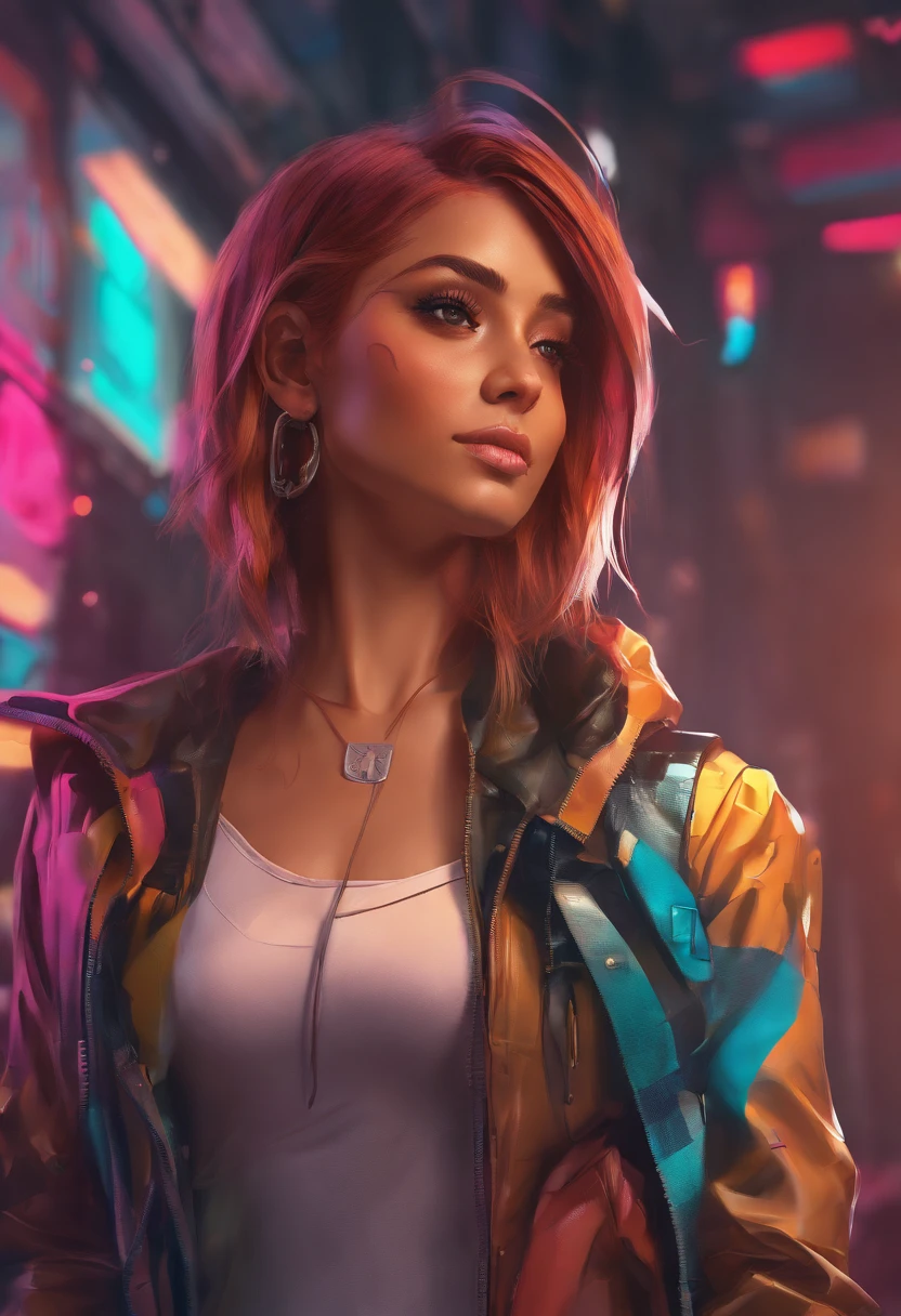 (dark shot:1.1), epic realistic, portrait of halo, female; athletic build, sunglasses, blue eyes, tartan scarf, (brown leather bomber jacket:1.2), (tight fitting, black, see thru tank-top:1.1) auburn hair by atey ghailan, by greg rutkowski, by greg tocchini, by james gilleard, by joe fenton, gradient yellow, black, brown and magenta color scheme, grunge aesthetic!!! graffiti tag wall background, art by greg rutkowski and artgerm, soft cinematic light, adobe lightroom, photolab, hdr, intricate, highly detailed, (depth of field:1.4), faded, (neutral colors:1.2), (hdr:1.4), (muted colors:1.2), hyperdetailed, (artstation:1.4), cinematic, warm lights, dramatic light, (intricate details:1.1), complex background, (rutkowski:0.66), (teal and orange:0.4)