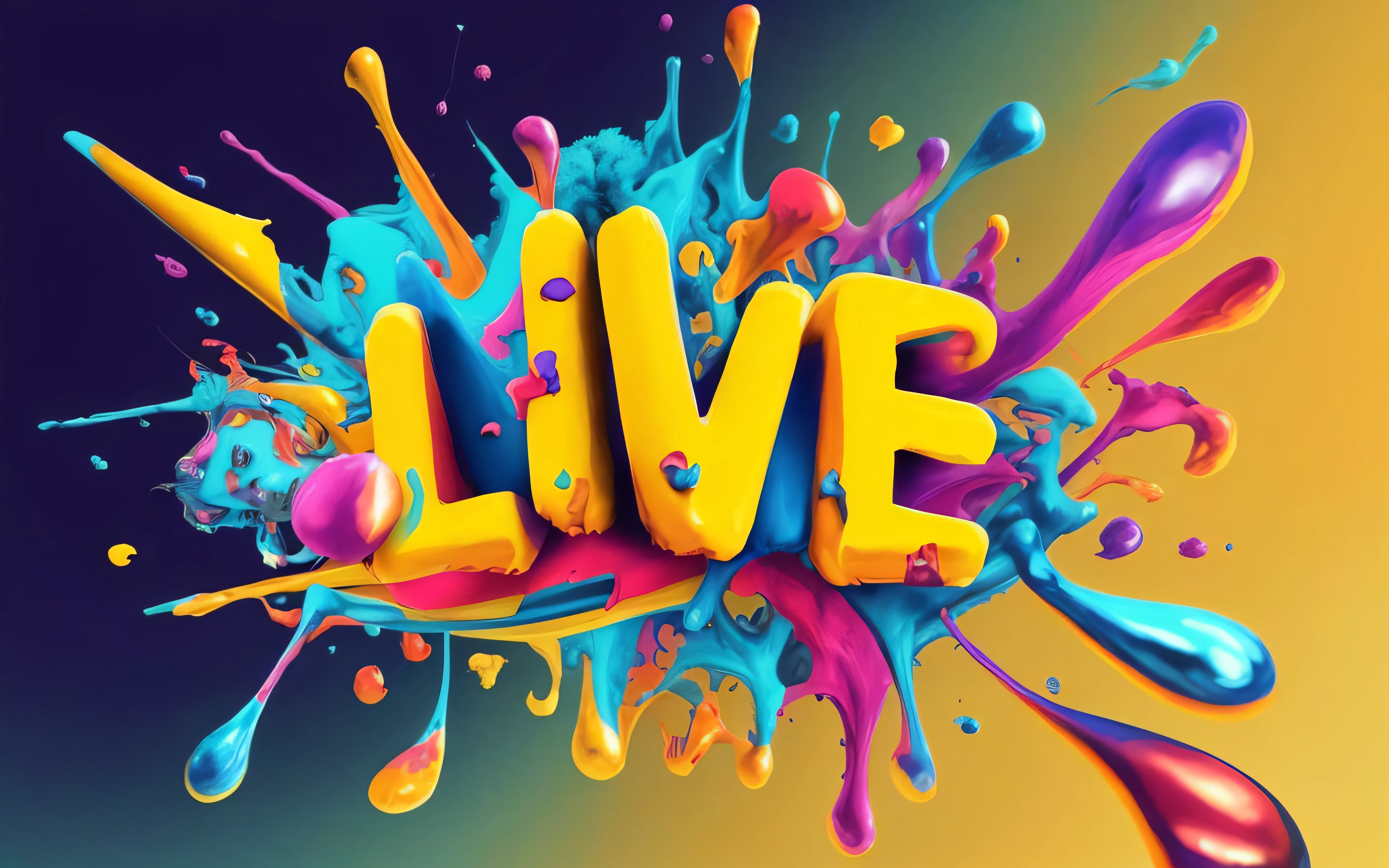 um respingo colorido de tinta com a palavra amor, cores vivas, Imagens ao vivo, viver, livestream, live performance, Symbols of living, concerto ao vivo, Gotejamento HD colorido, Videoclipe do Festival 3HR ao vivo, Live2D, cores vivas, arte digital colorida, salpicos de cor, Imagem colorida, papel de parede hd, arte colorida, imagem colorida