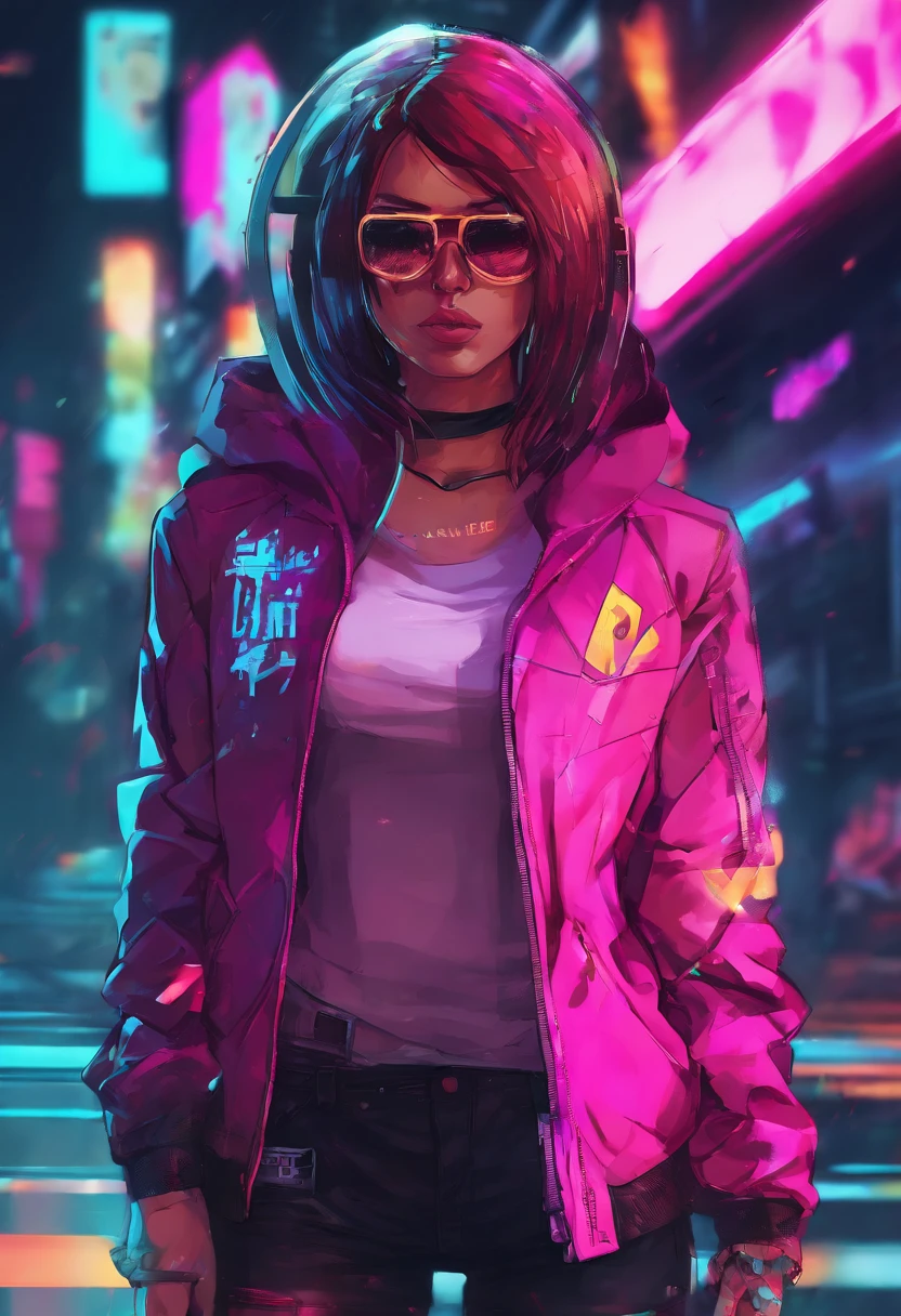 (dark shot:1.1), epic realistic, portrait of halo, female; athletic build, sunglasses, blue eyes, tartan scarf, (brown leather bomber jacket:1.2), (tight fitting, black, see thru tank-top:1.1) auburn hair by atey ghailan, by greg rutkowski, by greg tocchini, by james gilleard, by joe fenton, gradient yellow, black, brown and magenta color scheme, grunge aesthetic!!! graffiti tag wall background, art by greg rutkowski and artgerm, soft cinematic light, adobe lightroom, photolab, hdr, intricate, highly detailed, (depth of field:1.4), faded, (neutral colors:1.2), (hdr:1.4), (muted colors:1.2), hyperdetailed, (artstation:1.4), cinematic, warm lights, dramatic light, (intricate details:1.1), complex background, (rutkowski:0.66), (teal and orange:0.4)