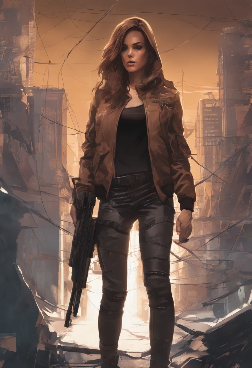 (dark shot:1.1), epic realistic, portrait of halo, female; athletic build, sunglasses, blue eyes, tartan scarf, (brown leather bomber jacket:1.2), (tight fitting, black, see thru tank-top:1.1) auburn hair by atey ghailan, by greg rutkowski, by greg tocchini, by james gilleard, by joe fenton, gradient yellow, black, brown and magenta color scheme, grunge aesthetic!!! graffiti tag wall background, art by greg rutkowski and artgerm, soft cinematic light, adobe lightroom, photolab, hdr, intricate, highly detailed, (depth of field:1.4), faded, (neutral colors:1.2), (hdr:1.4), (muted colors:1.2), hyperdetailed, (artstation:1.4), cinematic, warm lights, dramatic light, (intricate details:1.1), complex background, (rutkowski:0.66), (teal and orange:0.4)