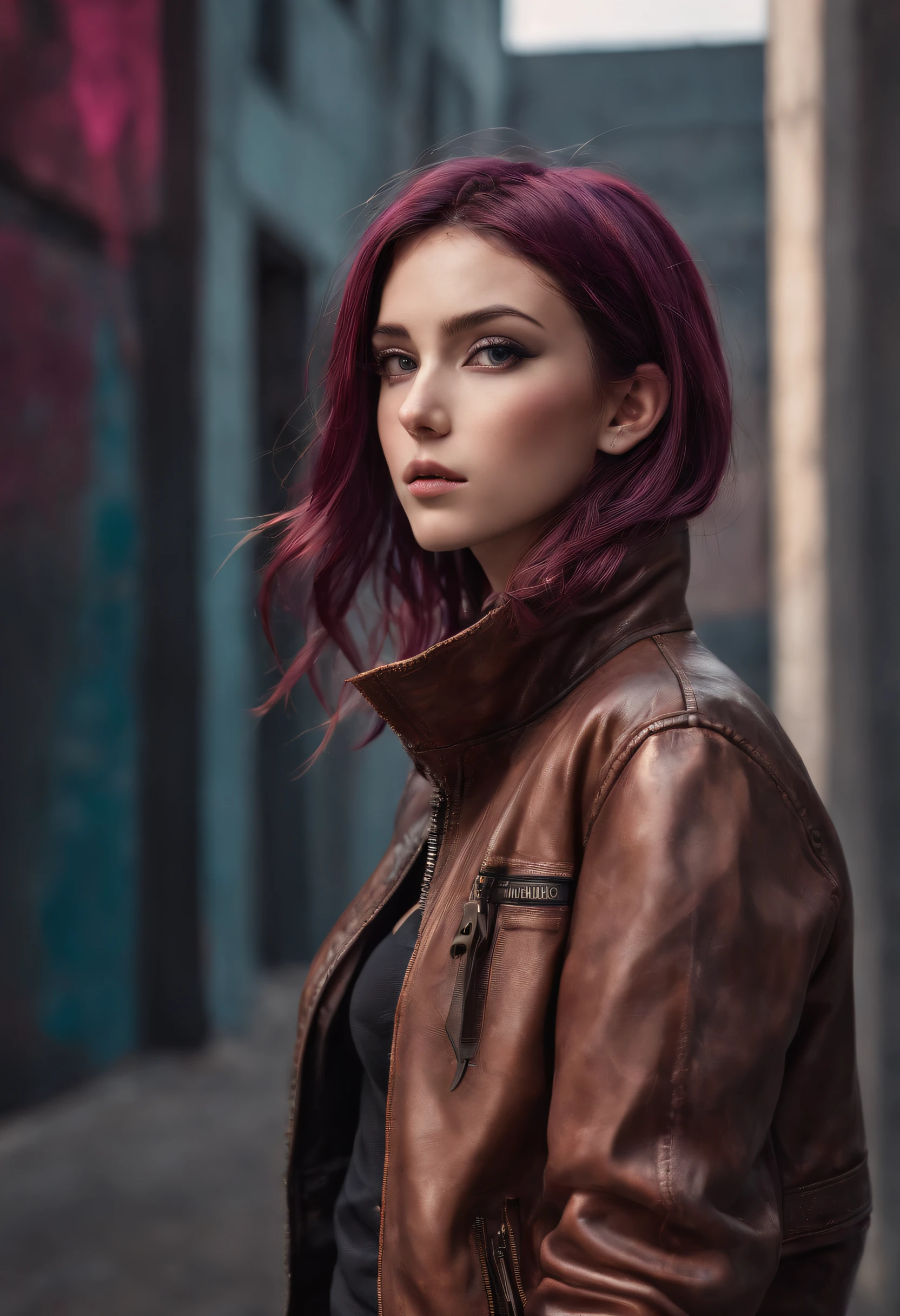 (dark shot:1.1), epic realistic, portrait of halo, female; athletic build, sunglasses, blue eyes, tartan scarf, (brown leather bomber jacket:1.2), (tight fitting, black, see thru tank-top:1.1) auburn hair by atey ghailan, by greg rutkowski, by greg tocchini, by james gilleard, by joe fenton, gradient yellow, black, brown and magenta color scheme, grunge aesthetic!!! graffiti tag wall background, art by greg rutkowski and artgerm, soft cinematic light, adobe lightroom, photolab, hdr, intricate, highly detailed, (depth of field:1.4), faded, (neutral colors:1.2), (hdr:1.4), (muted colors:1.2), hyperdetailed, (artstation:1.4), cinematic, warm lights, dramatic light, (intricate details:1.1), complex background, (rutkowski:0.66), (teal and orange:0.4)