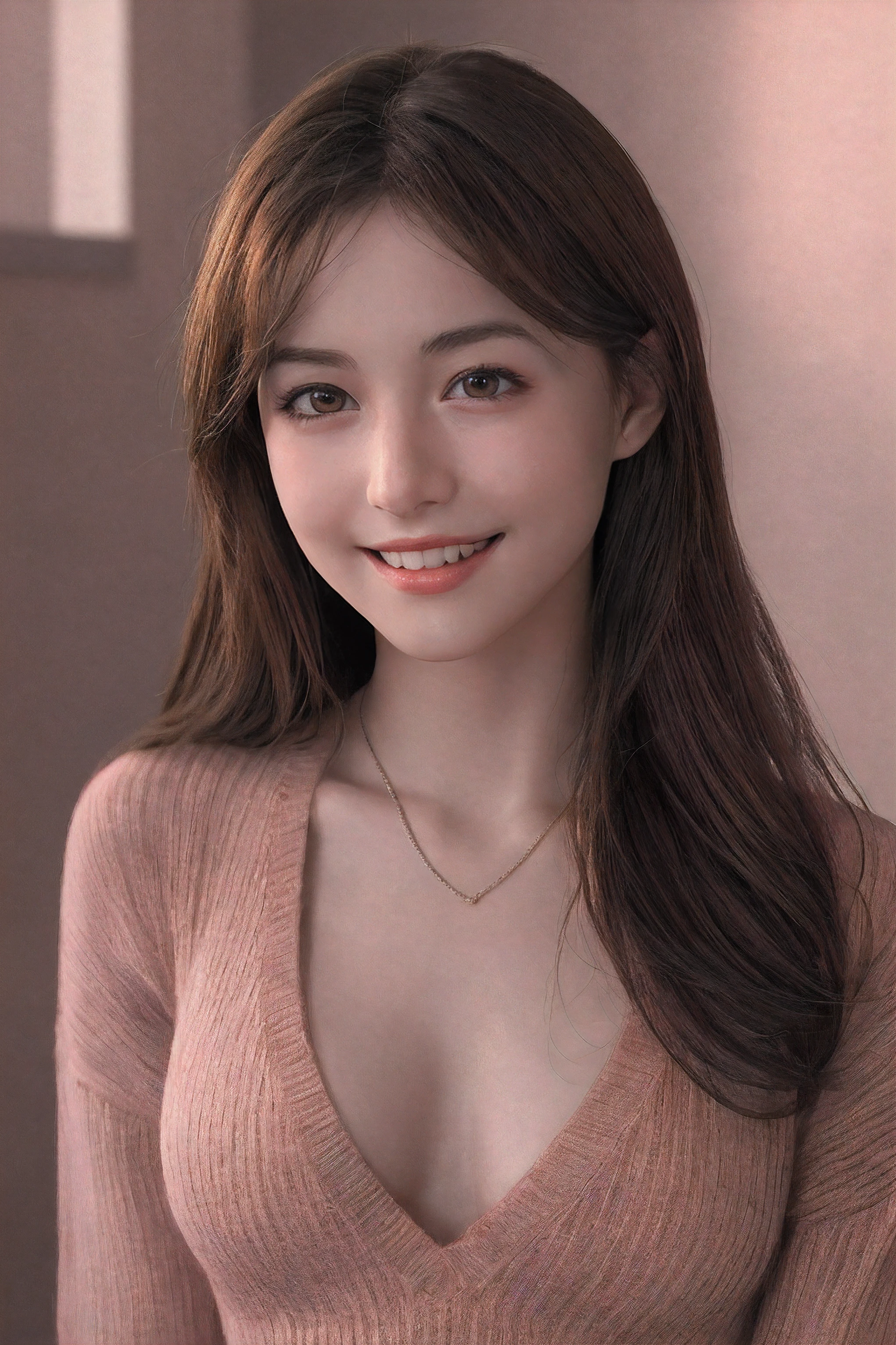 masterpiece、top-quality、realisitic、(A hyper-realistic), (illustratio), (hight resolution), (8K), (ighly detailed), (The best illustrations), (beatiful detailed eyes), (top-quality), (ultra-detailliert), (masterpiece), (wall-paper), (详细的脸), a bed、Upper body close-up,Armpit, A smile,Plump,独奏,(Wearing a silk plunged open shirt:1.5), full of sweat, japanes, large full breasts, (camel's toe)、huge-breasted、Luxury living room、Detailed white teeth、ultimate beauty girl、No bra、(Thick necklace of gold)、perfect teeth、Brown hair、Light makeup、Navel、Mansuji、