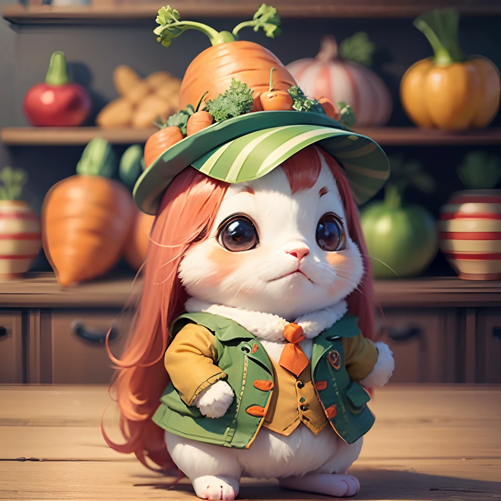 A cartoon characters of carrot vegetables. She is smart and genius in thinking.a high quality 32k. A carrot wears formal dressing. Carrot is dancing --auto --s2