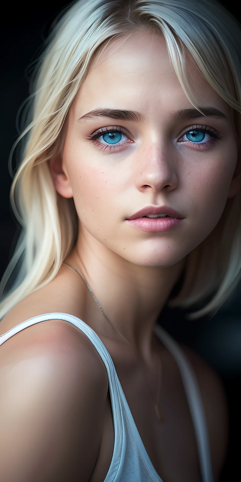 beautiful college girl, 24yo, blue eyes, white hair, in casual outfit, ((slim, petite)), photorealistic, telephoto shot,, photo, masterpiece, realistic, realism, photorealism, high contrast, photorealistic digital art trending on Artstation 8k HD high definition detailed realistic, detailed, skin texture, hyper detailed, realistic skin texture, armature, best quality, ultra high res, (photorealistic:1.4),, high resolution, detailed, raw photo, sharp re, by lee jeffries nikon d850 film stock photograph 4 kodak portra 400 camera f1.6 lens rich colors hyper realistic lifelike texture dramatic lighting unrealengine trending on artstation cinestill 800,