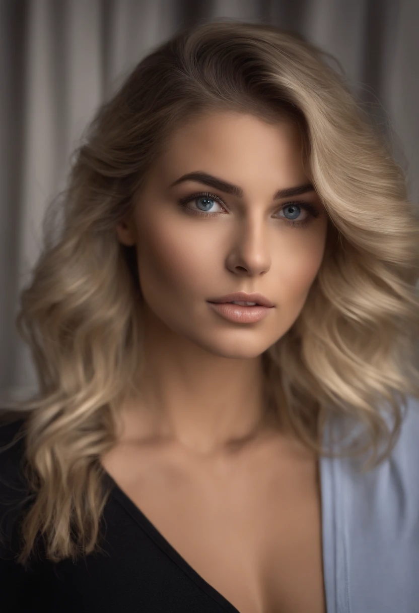 Arafed woman completely , fille sexy aux yeux bleus, ultra realist, Meticulously detailed, Portrait kaylie jenner, cheveux blonds et grands yeux, selfie of a young woman, Yeux de chambre, Violet Myers, sans maquillage, maquillage naturel, looking straight at camera, Visage avec Artgram, Maquillage subtil, Superbe photo du visage , dans la chambre, Medium to large bust; ; ;Tout de suite
