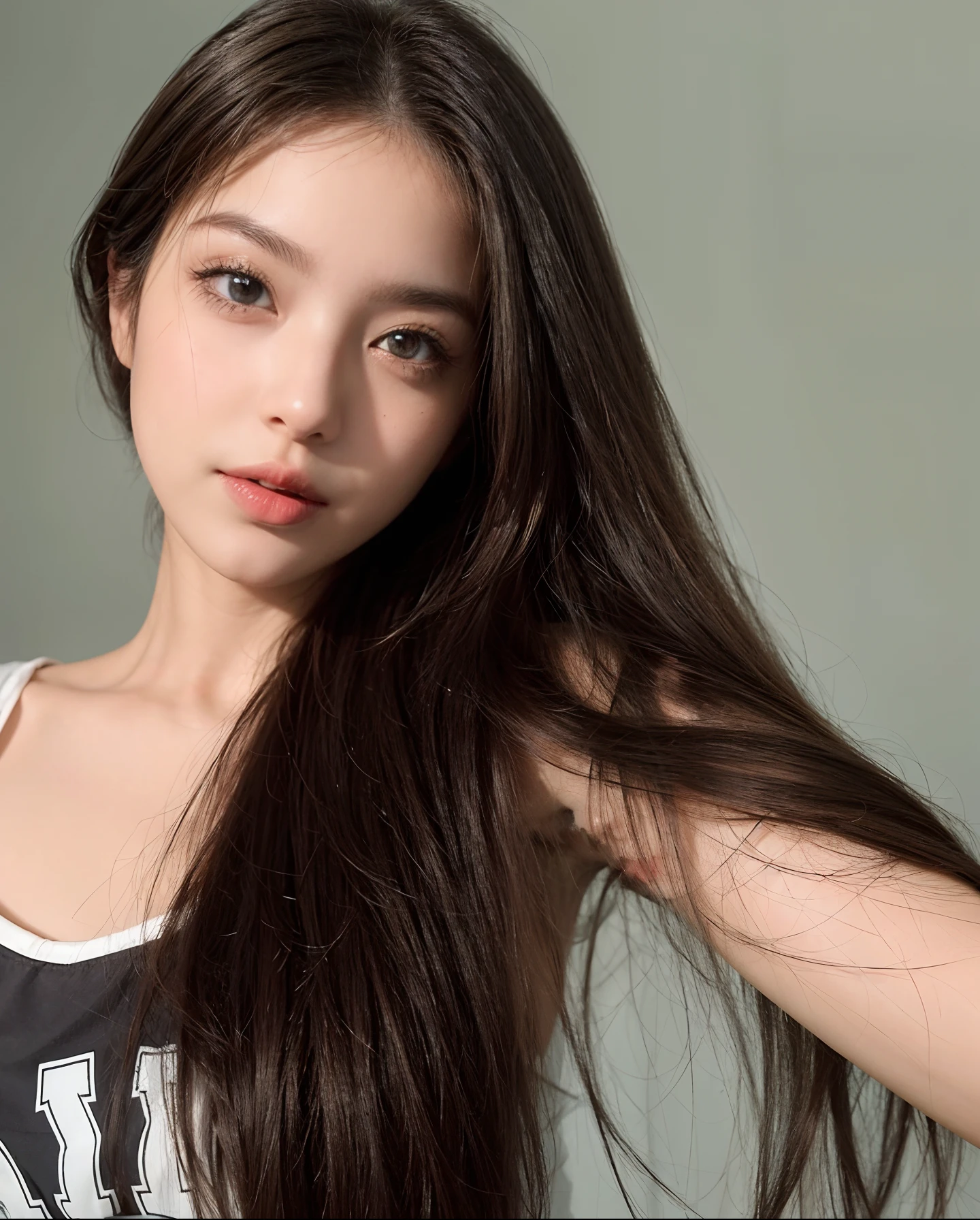 ((Qualidade Superior, olhos realistas, 8k, master part: 1.3)), 1 girl, sorrir, corpo inteiro, rosto magro, mulher bonita, (Cabelos castanhos escuros), vestido de corpo inteiro: 1.1, Face Ultra Detalhada, Olhos detalhados, double eyelids, fundo branco, cabelos longos com franja, head to knee angle