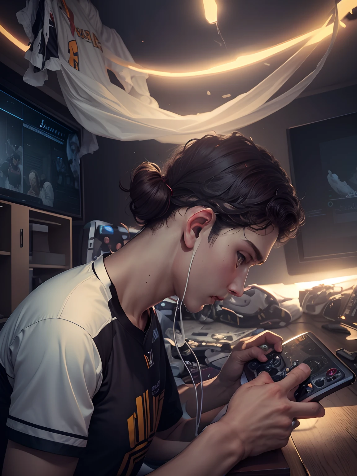 Change background in gaming room and dress into team jersey