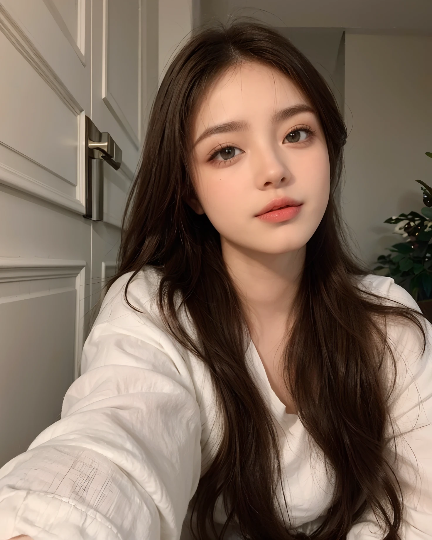 ((Qualidade Superior, olhos realistas, 8k, master part: 1.3)), 1 girl, sorrir, corpo inteiro, rosto magro, mulher bonita, (Cabelos castanhos escuros), vestido de corpo inteiro: 1.1, Face Ultra Detalhada, Olhos detalhados, double eyelids, fundo branco, cabelos longos com franja, head to knee angle